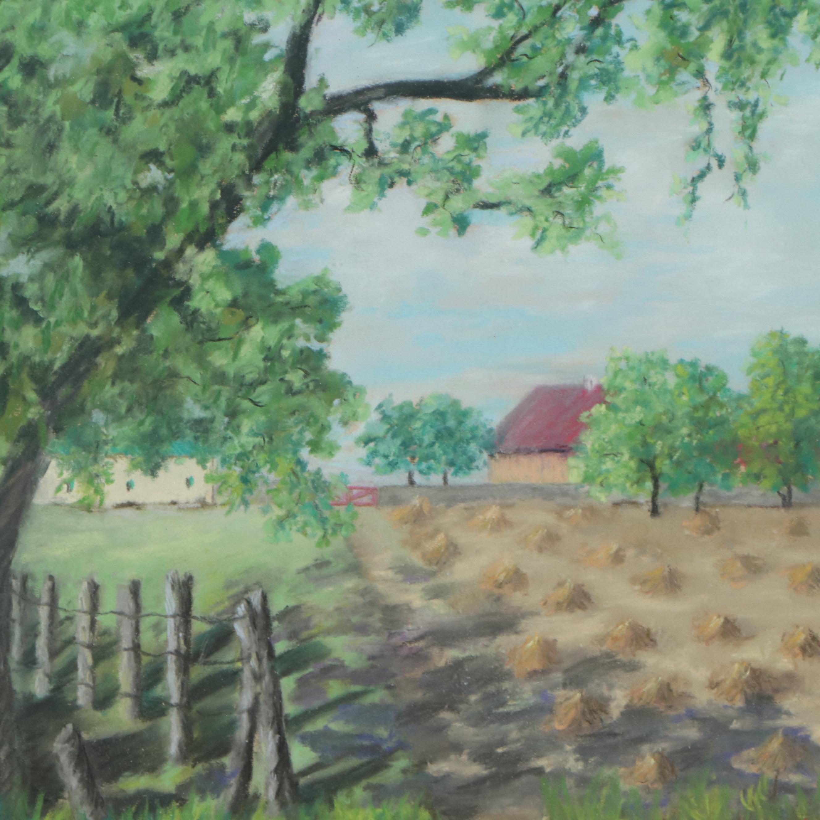 Rebekah Alter Pastel Drawing "Landscape," 1951
