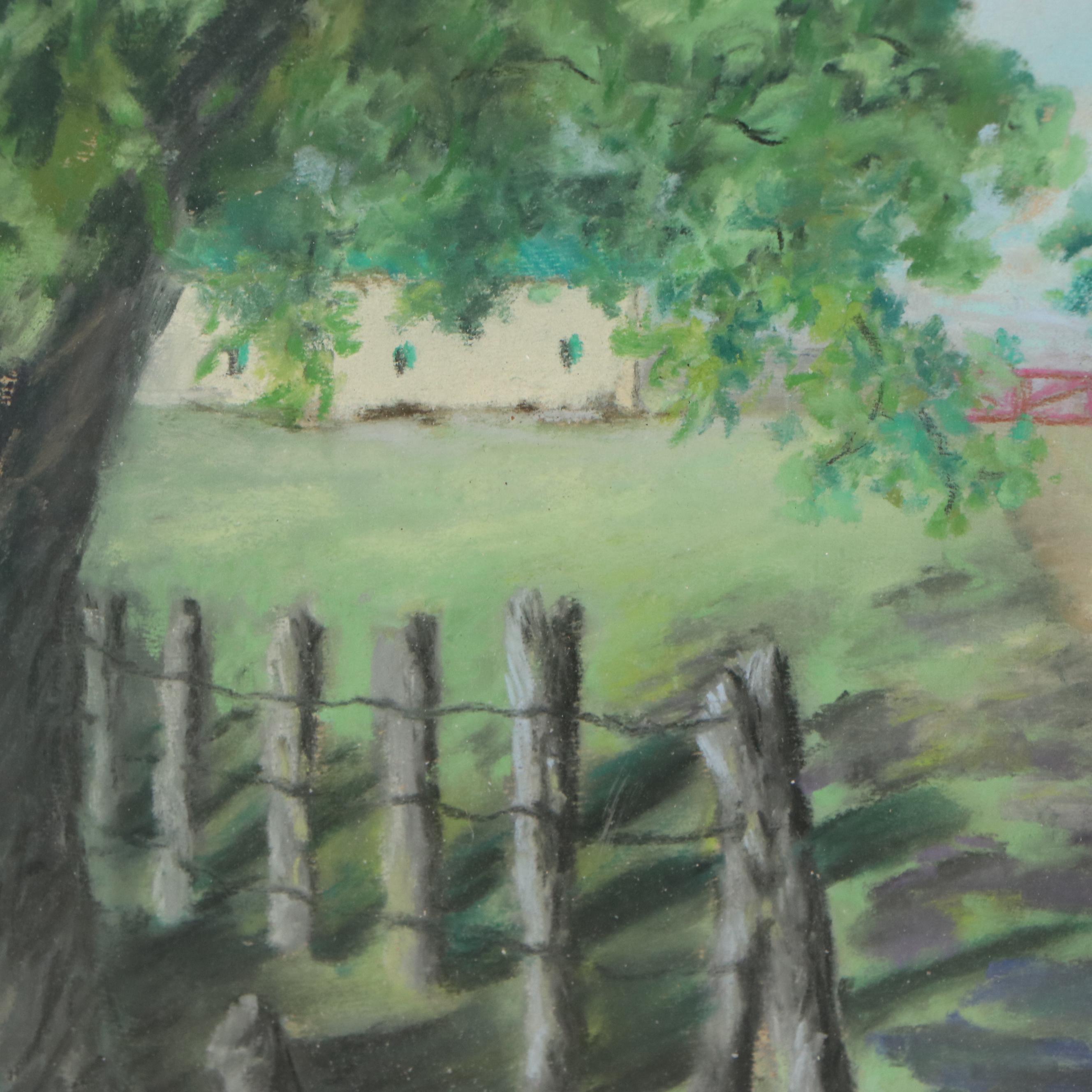 Rebekah Alter Pastel Drawing "Landscape," 1951