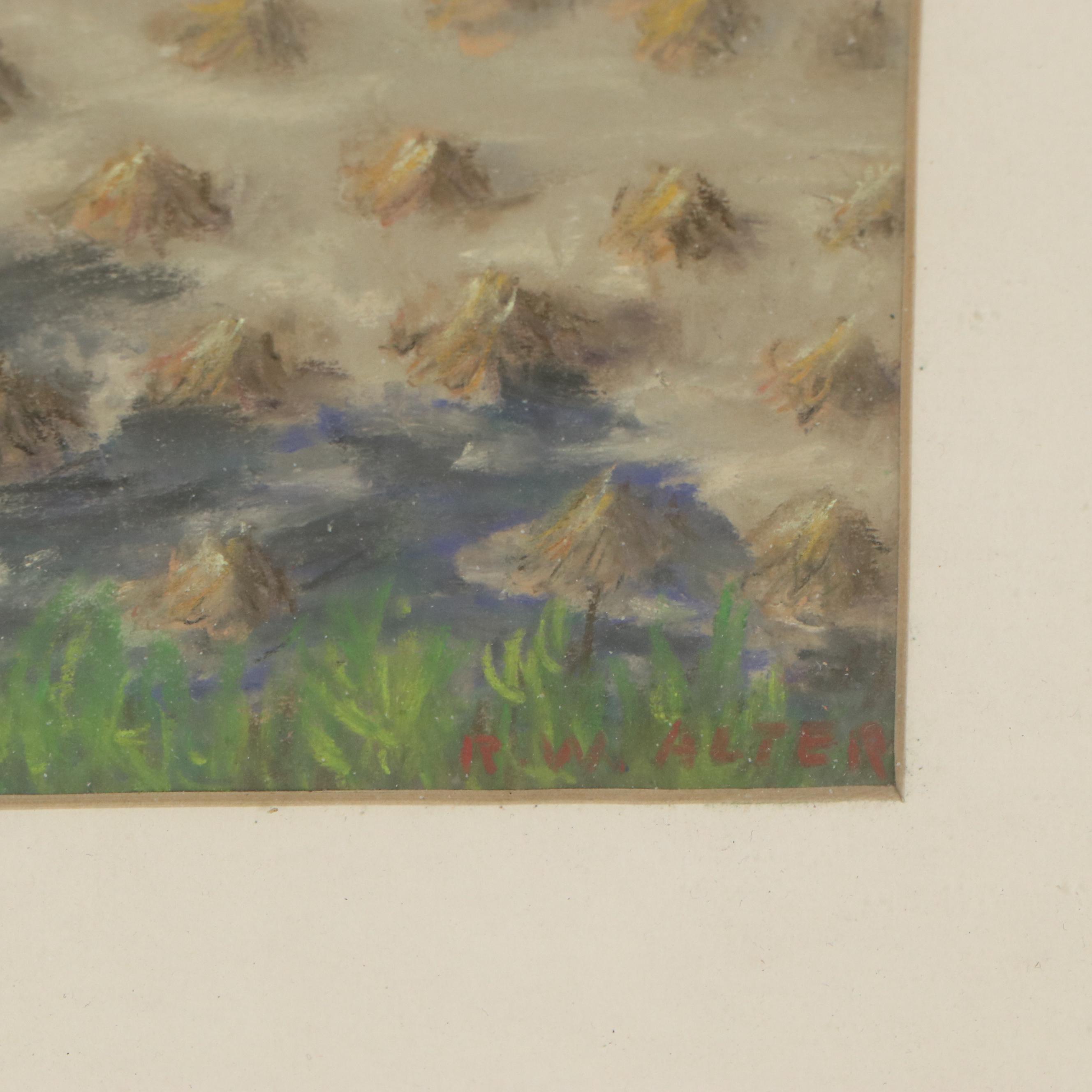 Rebekah Alter Pastel Drawing "Landscape," 1951