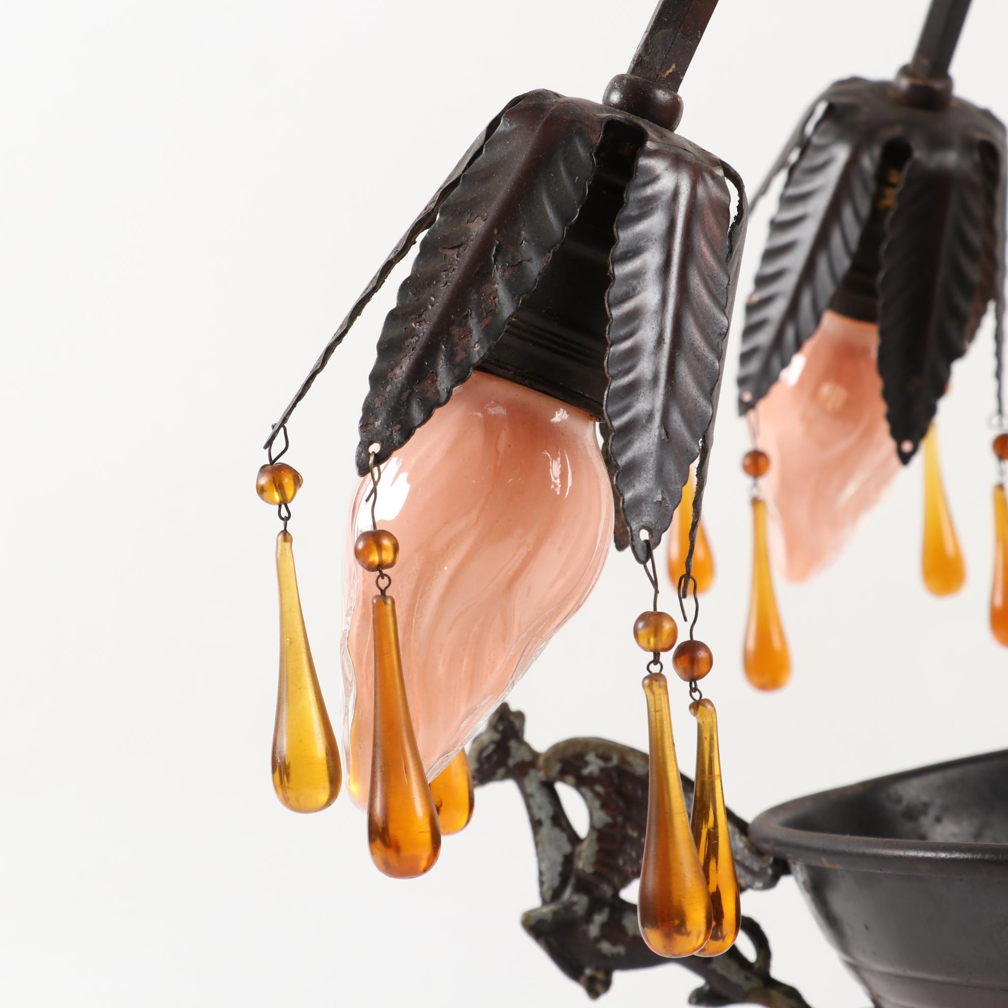 Miller Lamp Co. "Griffin" Style Epergne Table Lamp, Early 20th Century