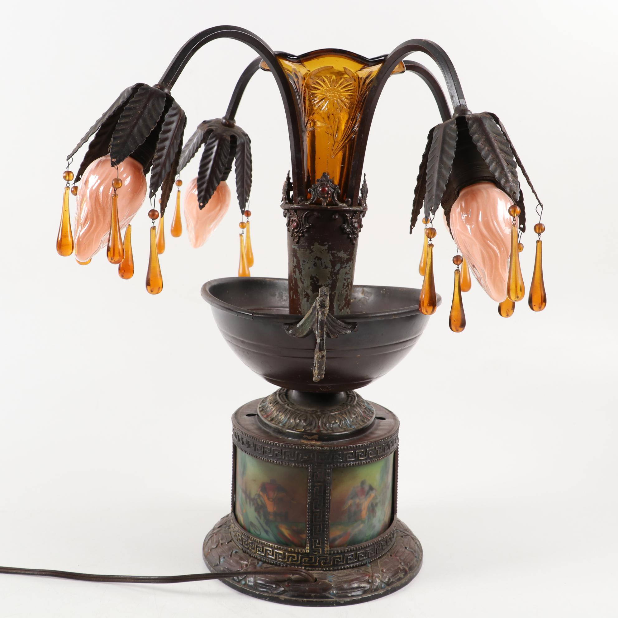 Miller Lamp Co. "Griffin" Style Epergne Table Lamp, Early 20th Century