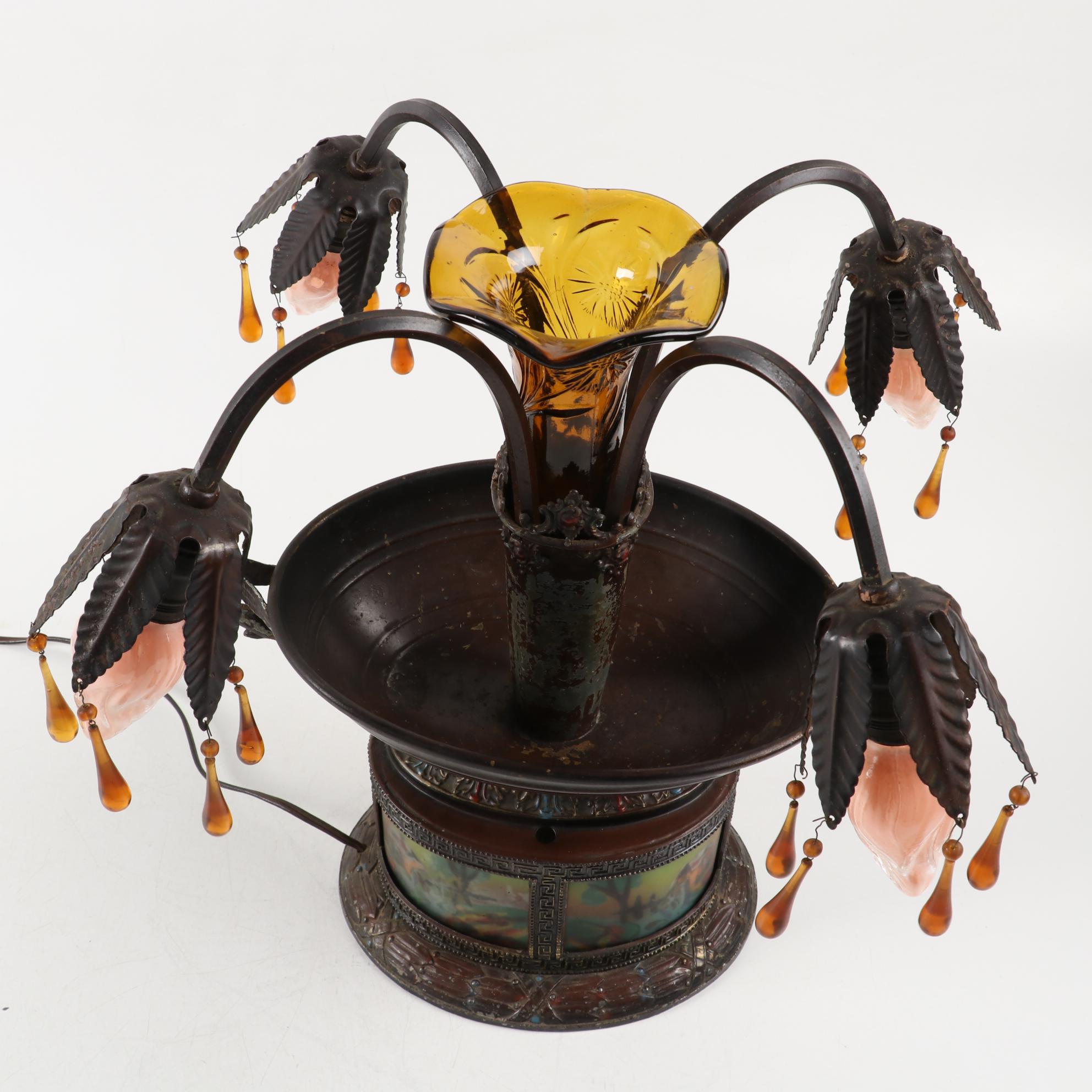 Miller Lamp Co. "Griffin" Style Epergne Table Lamp, Early 20th Century