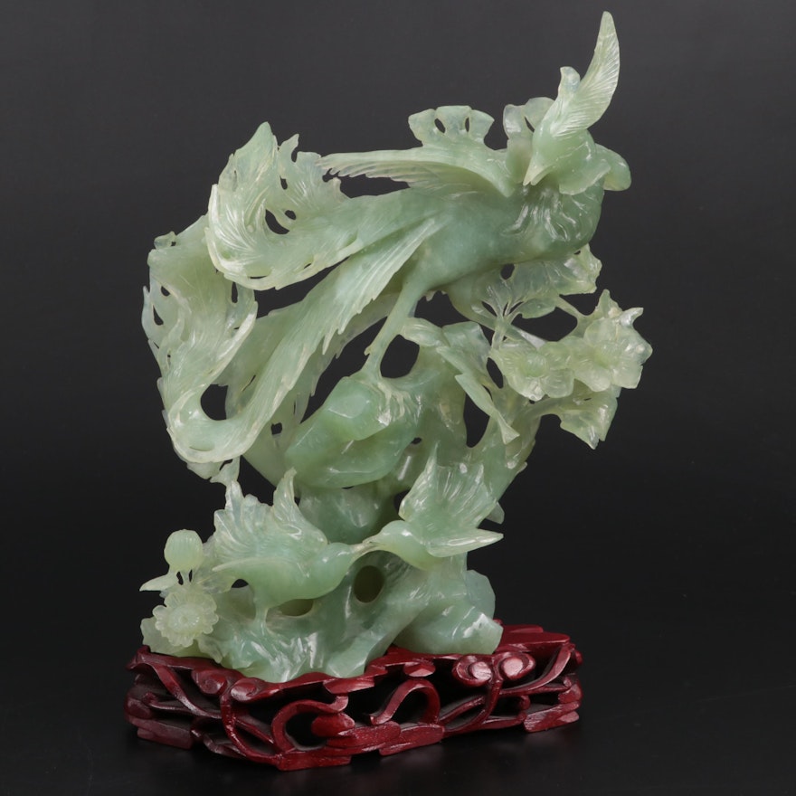 Chinese Carved Bowenite Phoenix Figurine