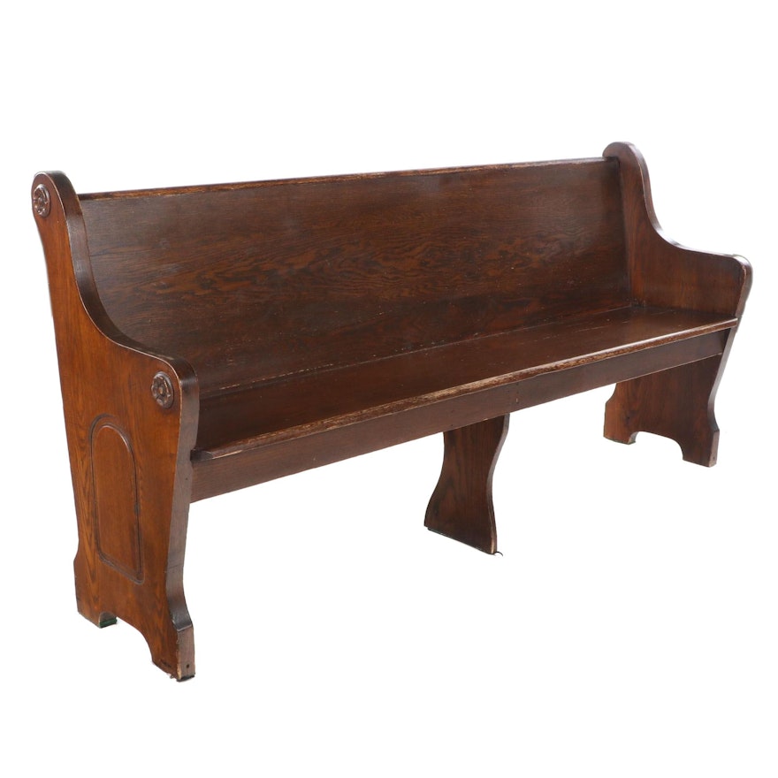 Oak Church Pew Bench, Early to Mid 20th Century