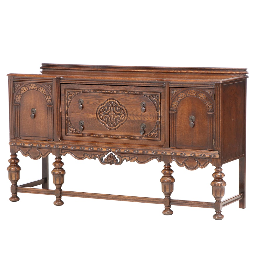 Jacobean Style Oak Sideboard, Early 20th Century