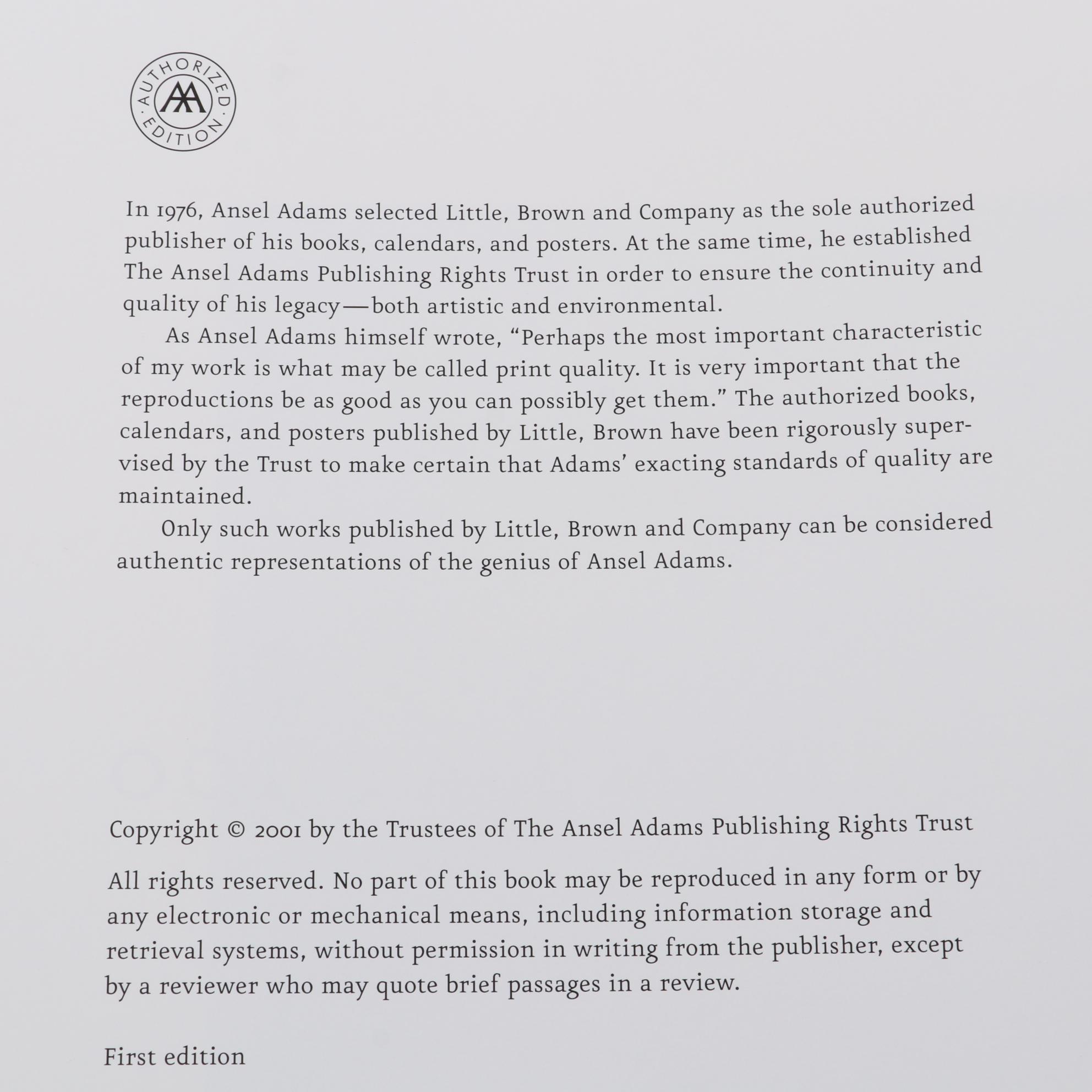 First Edition "Ansel Adams at 100" by John Szarkowski, 2001