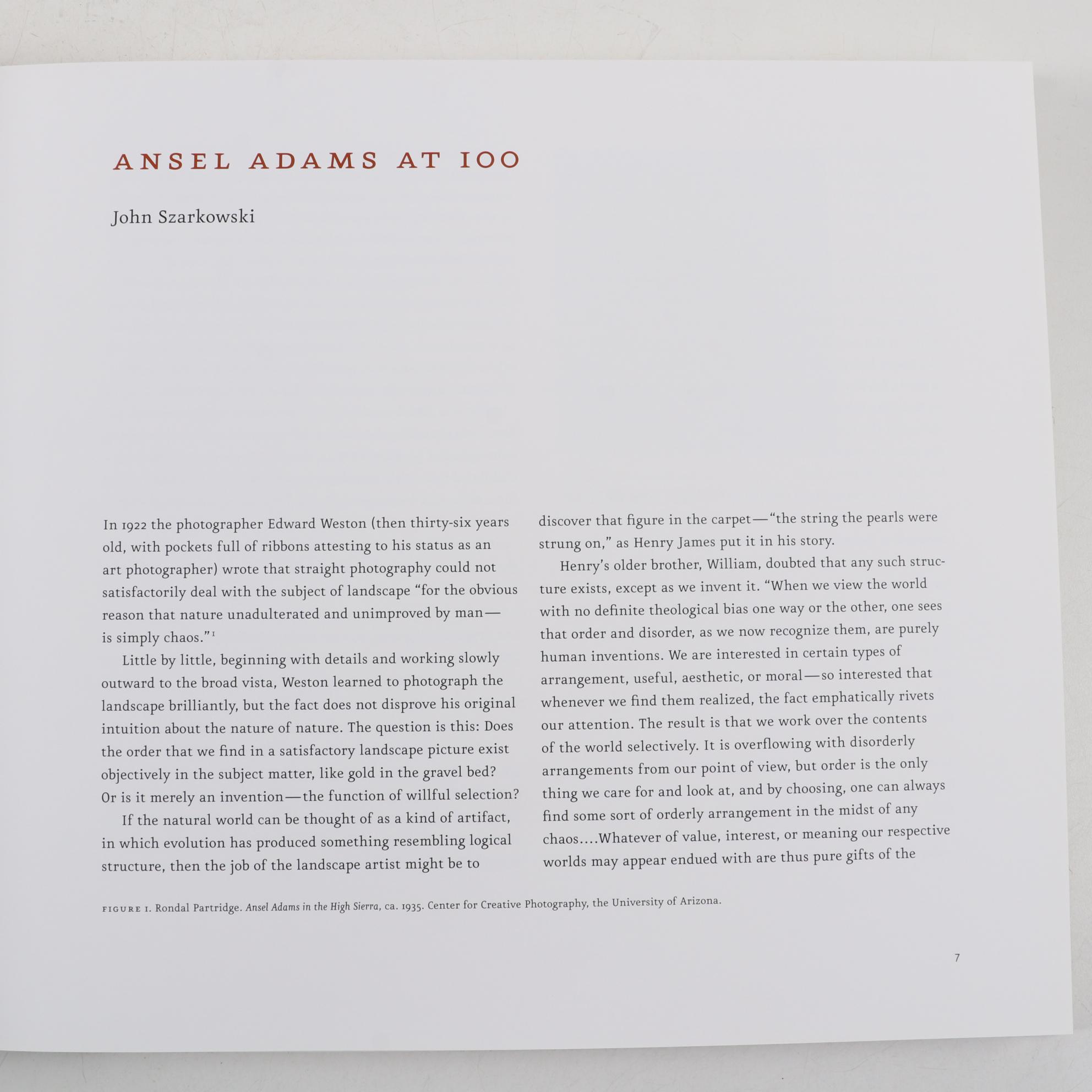 First Edition "Ansel Adams at 100" by John Szarkowski, 2001