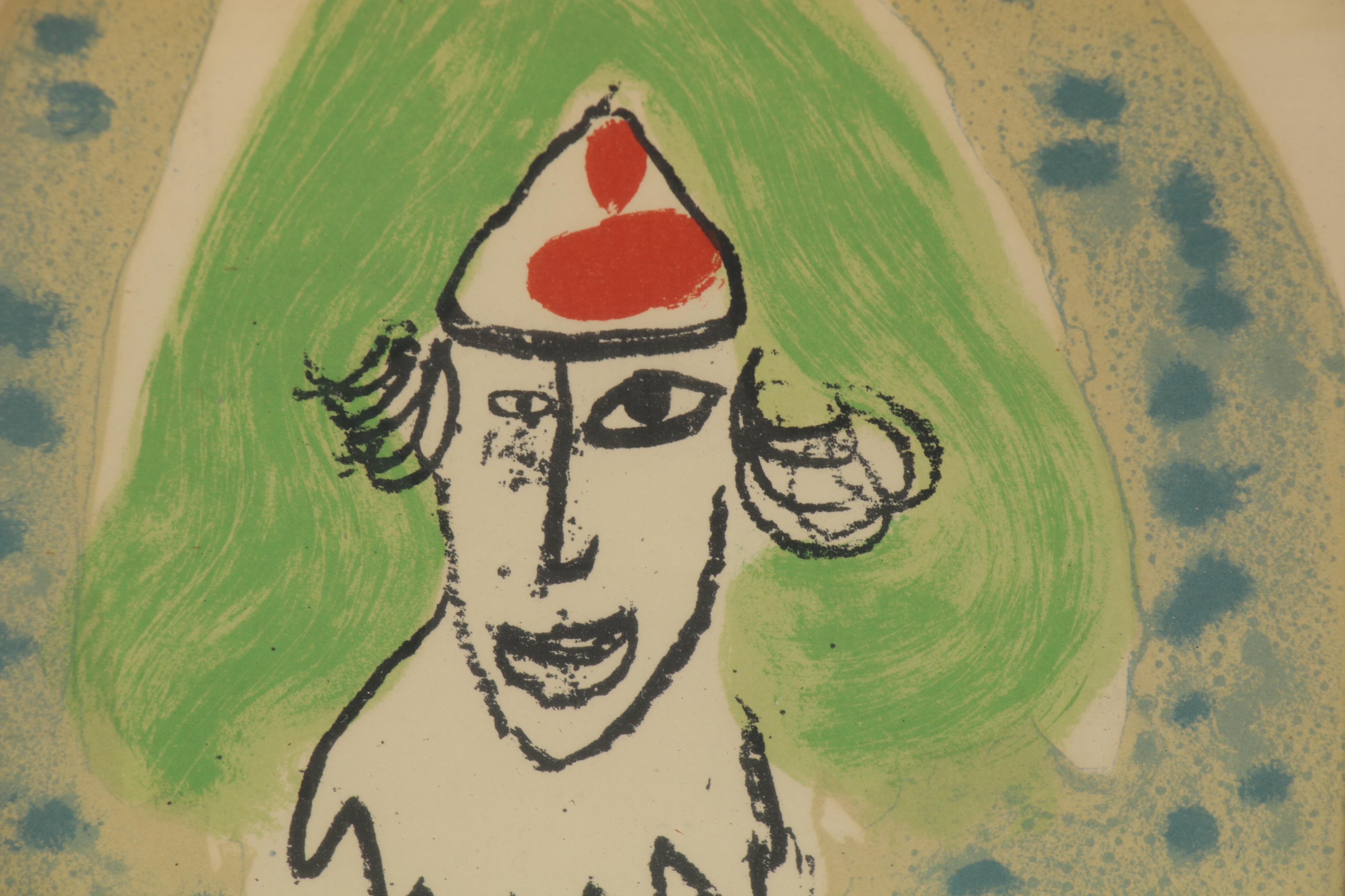Marc Chagall Color Lithograph for the Catalogue of Galerie Redfern, 1966