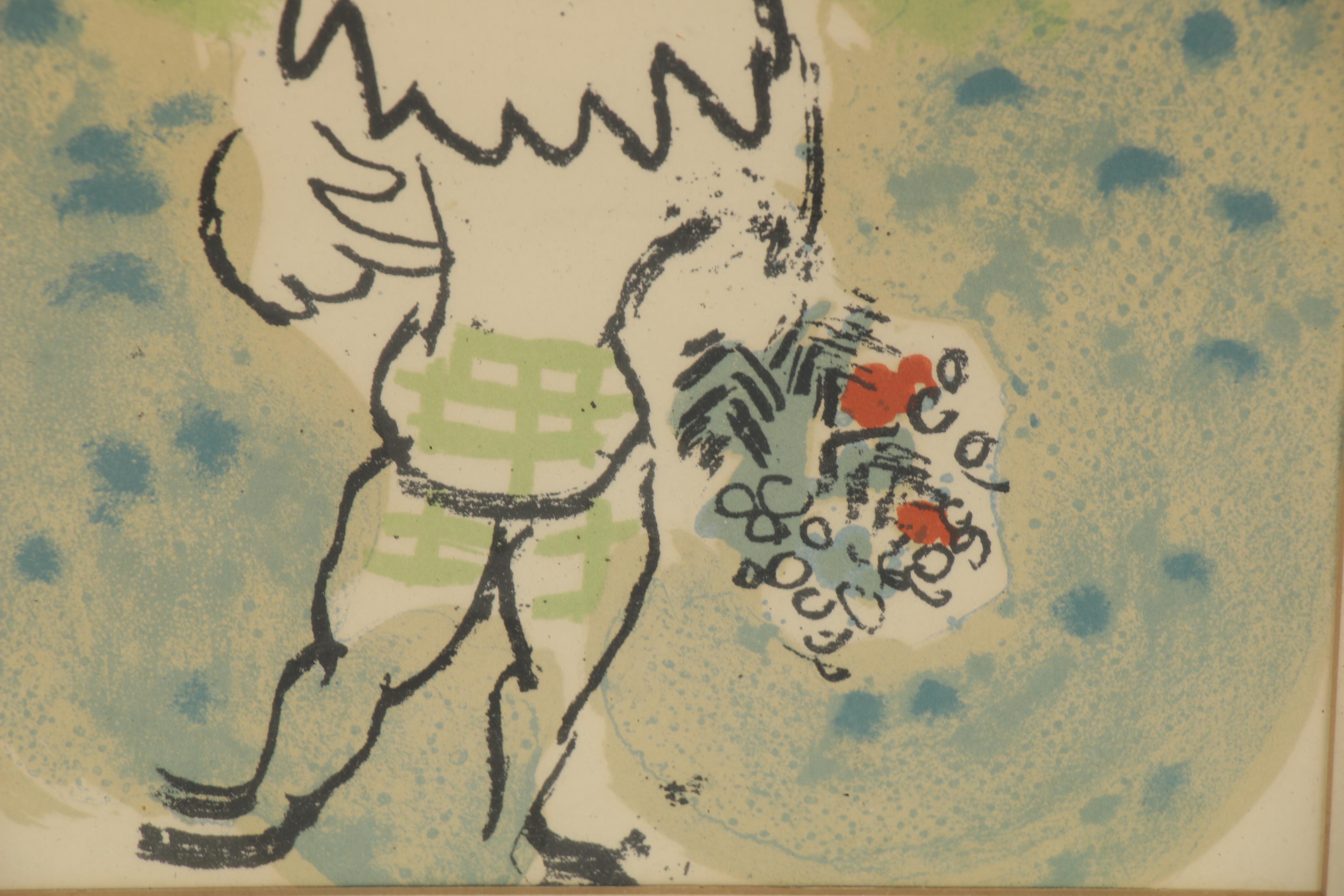 Marc Chagall Color Lithograph for the Catalogue of Galerie Redfern, 1966