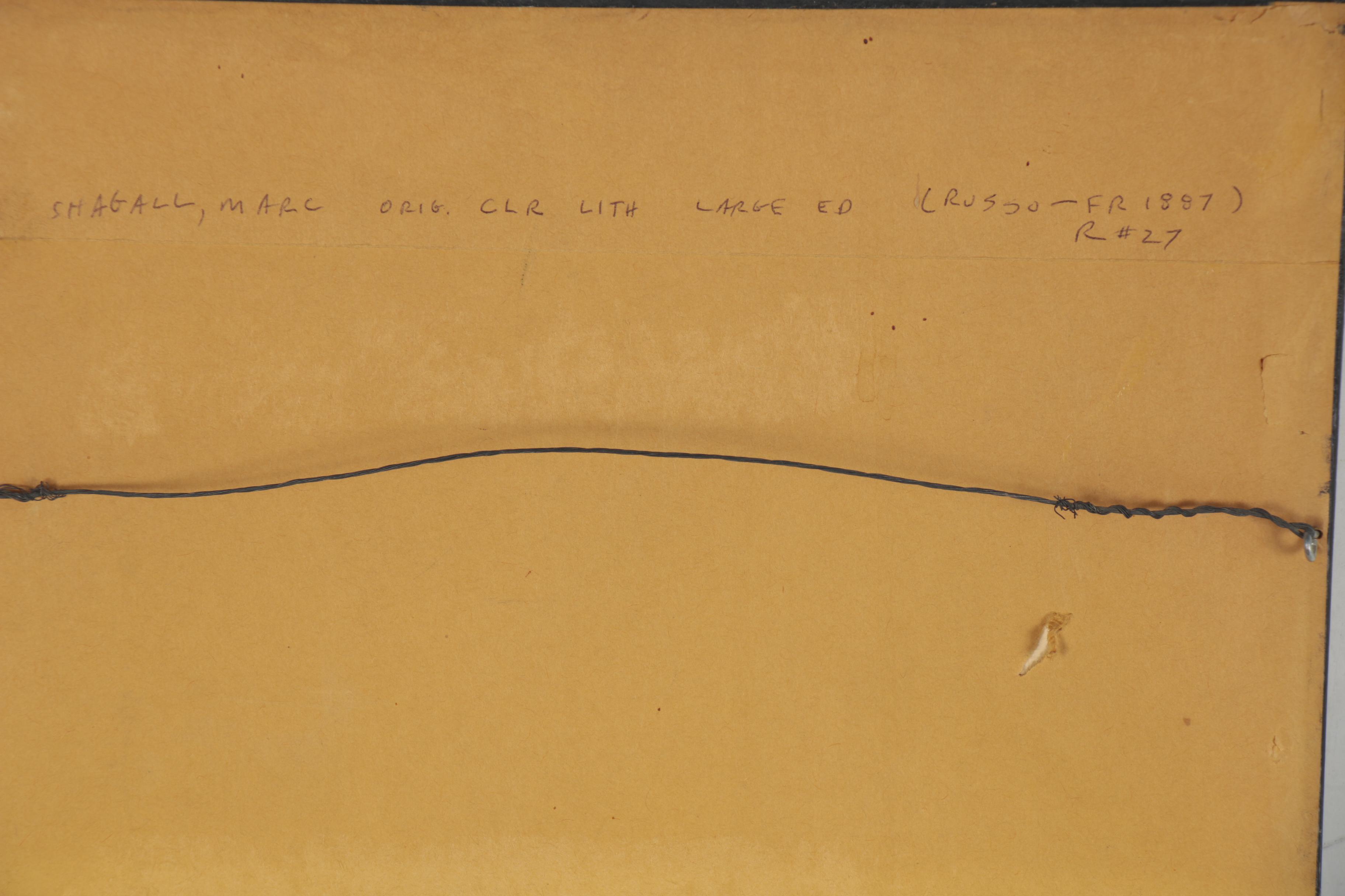 Marc Chagall Color Lithograph for the Catalogue of Galerie Redfern, 1966