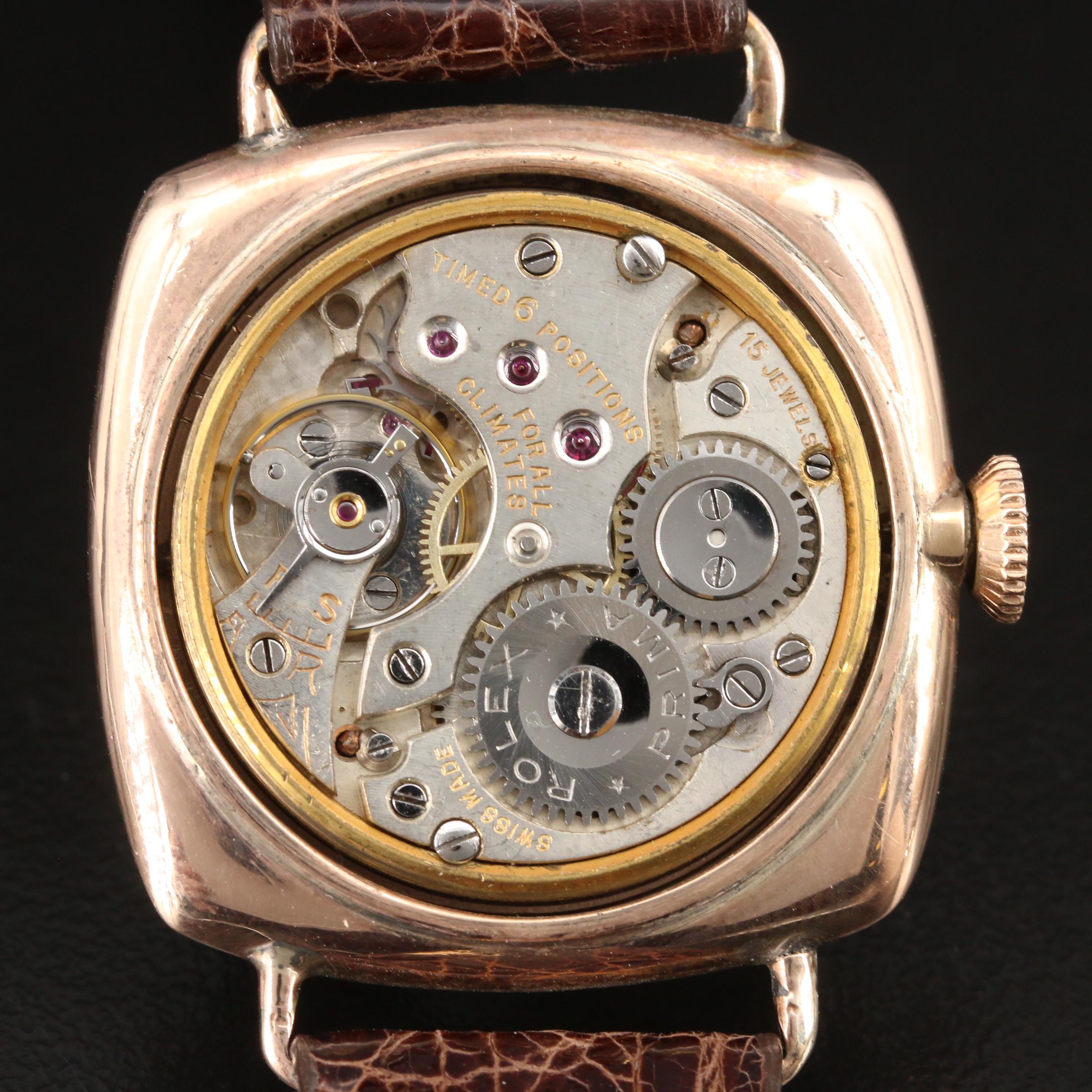 Rolex Oyster 9K Rose Gold Prima Stem Wind Watch