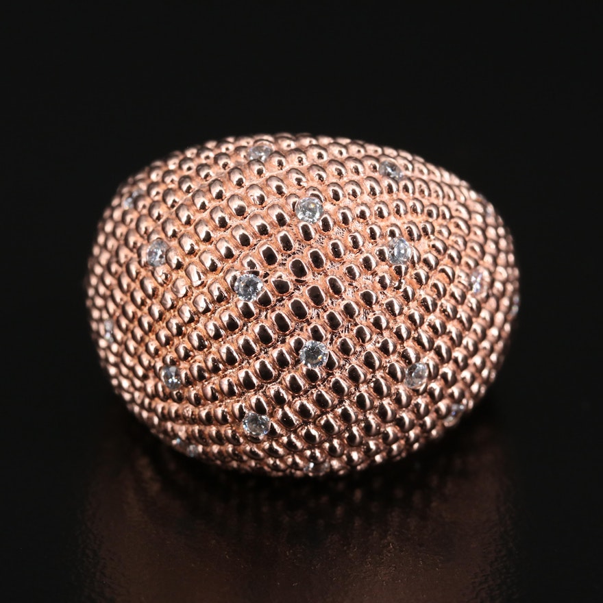 Sterling Silver Cubic Zirconia Bombé Ring