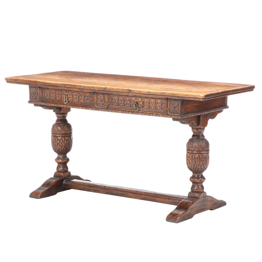 Robert W. Irwin Co. Jacobean Style Oak Console Table, Early to Mid 20th Century