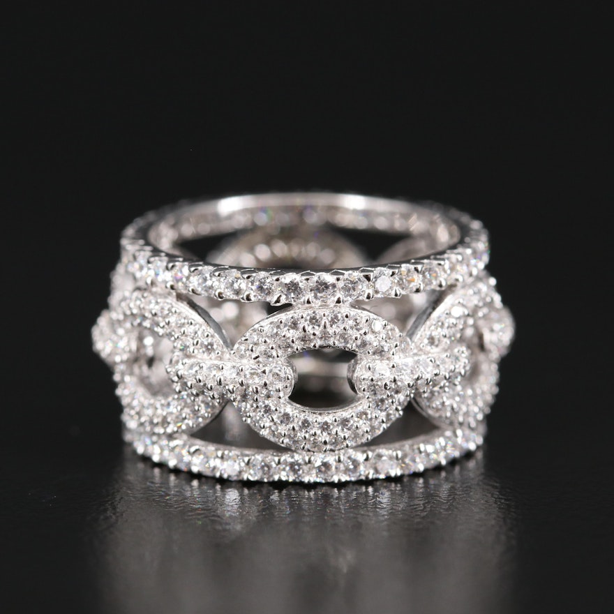 Sterling Silver Cubic Zirconia Link Style Ring
