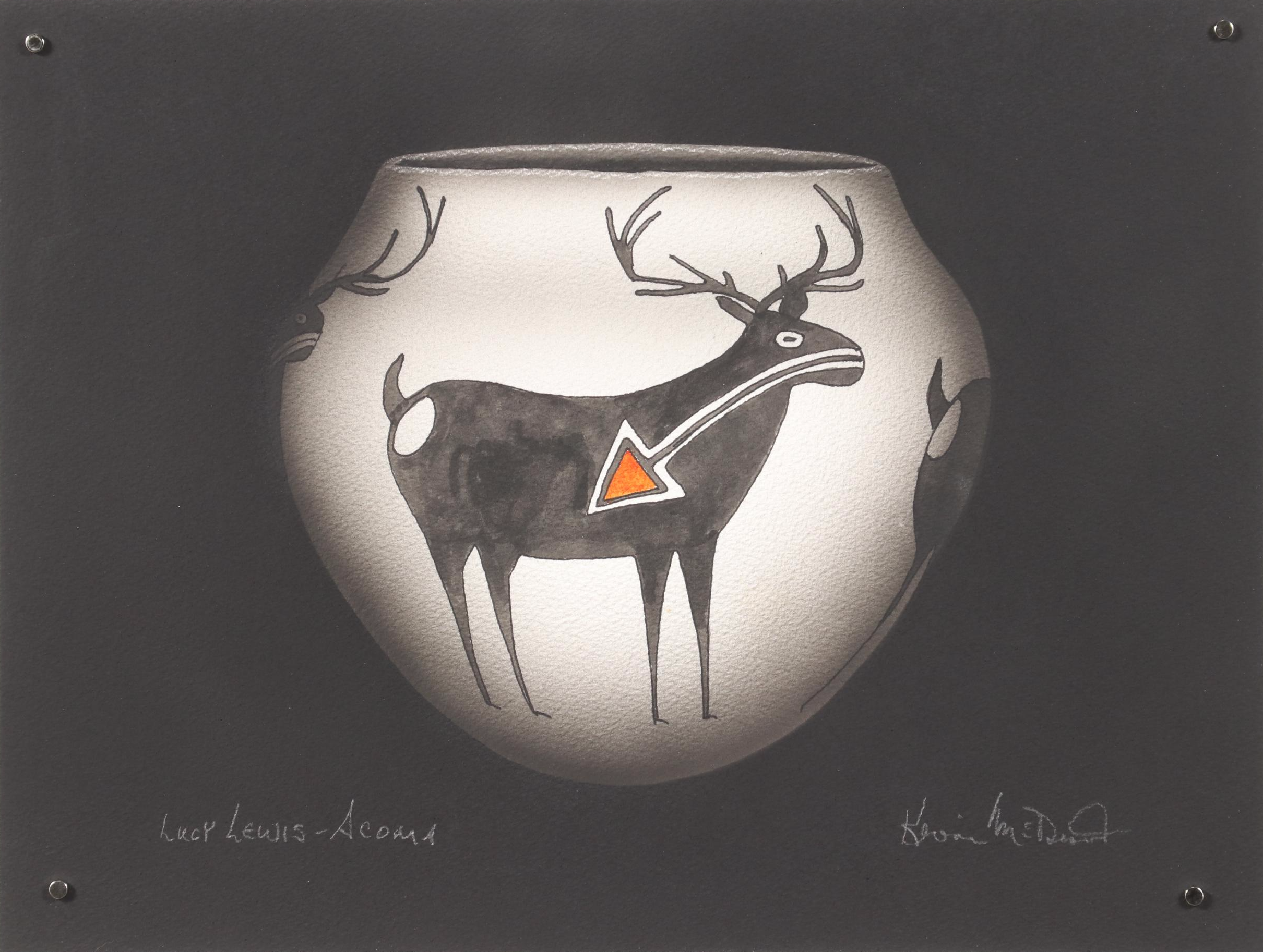 Kevin McDermott Watercolor Painting "Lucy Lewis - Acoma"