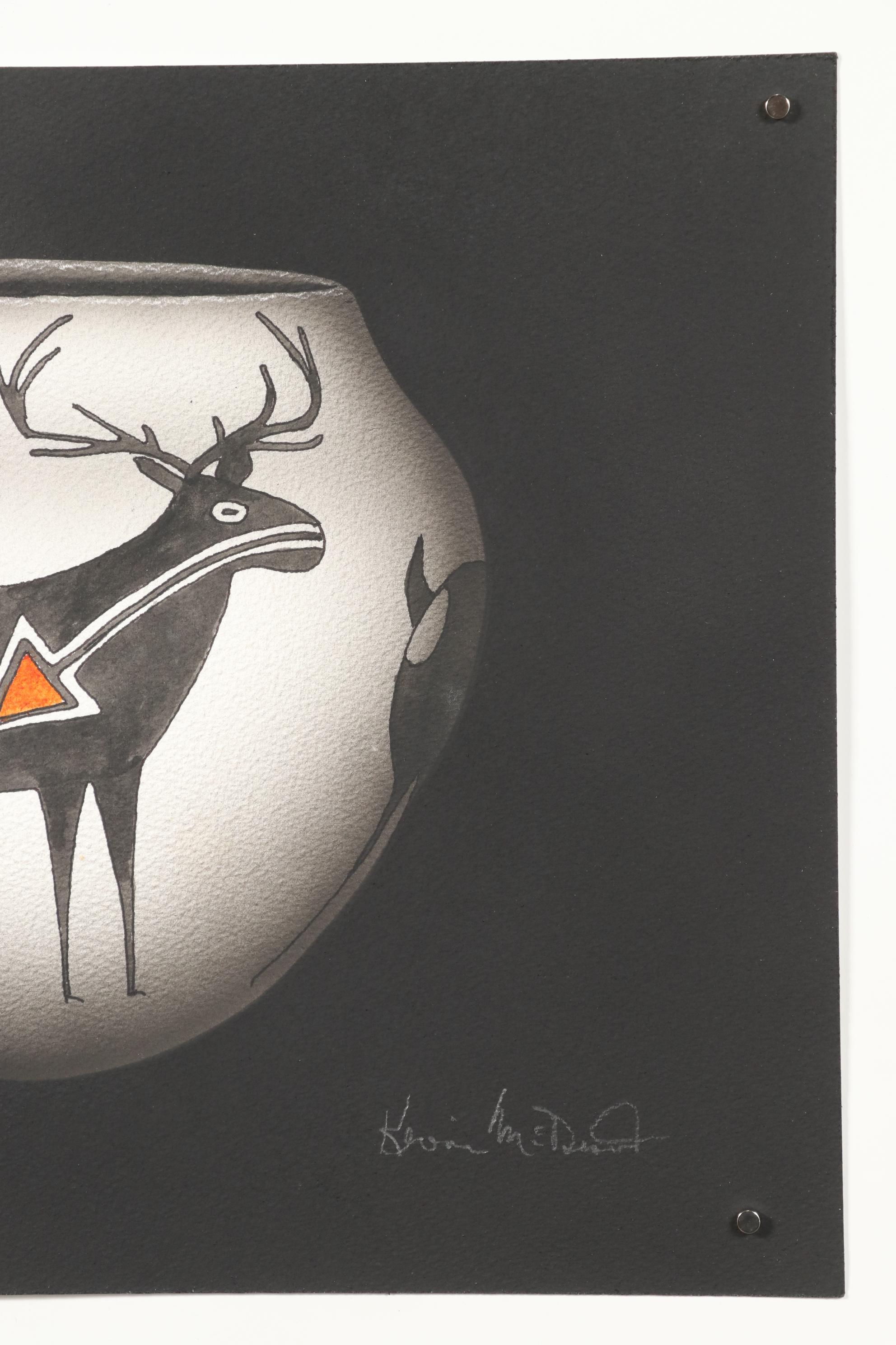 Kevin McDermott Watercolor Painting "Lucy Lewis - Acoma"