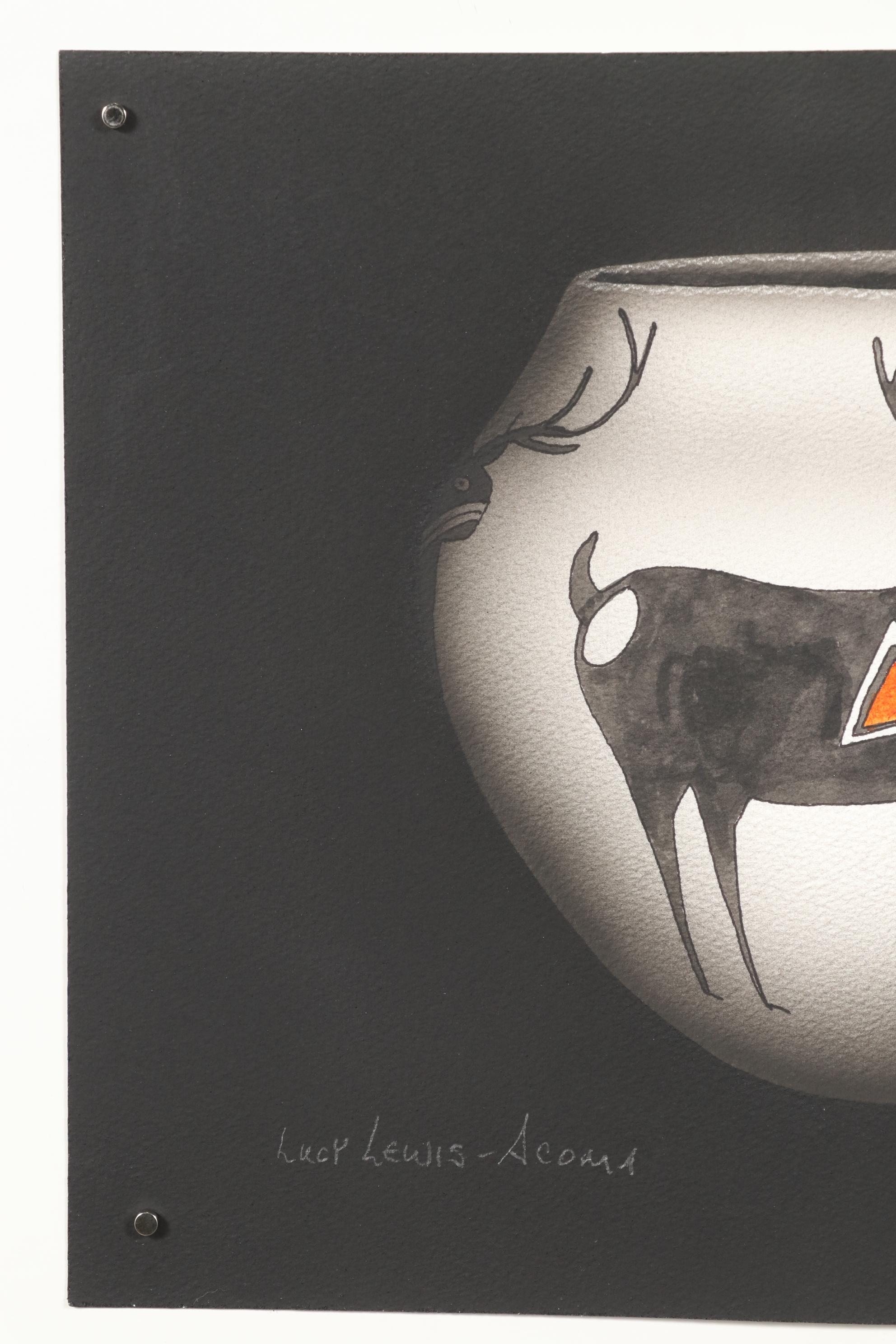 Kevin McDermott Watercolor Painting "Lucy Lewis - Acoma"