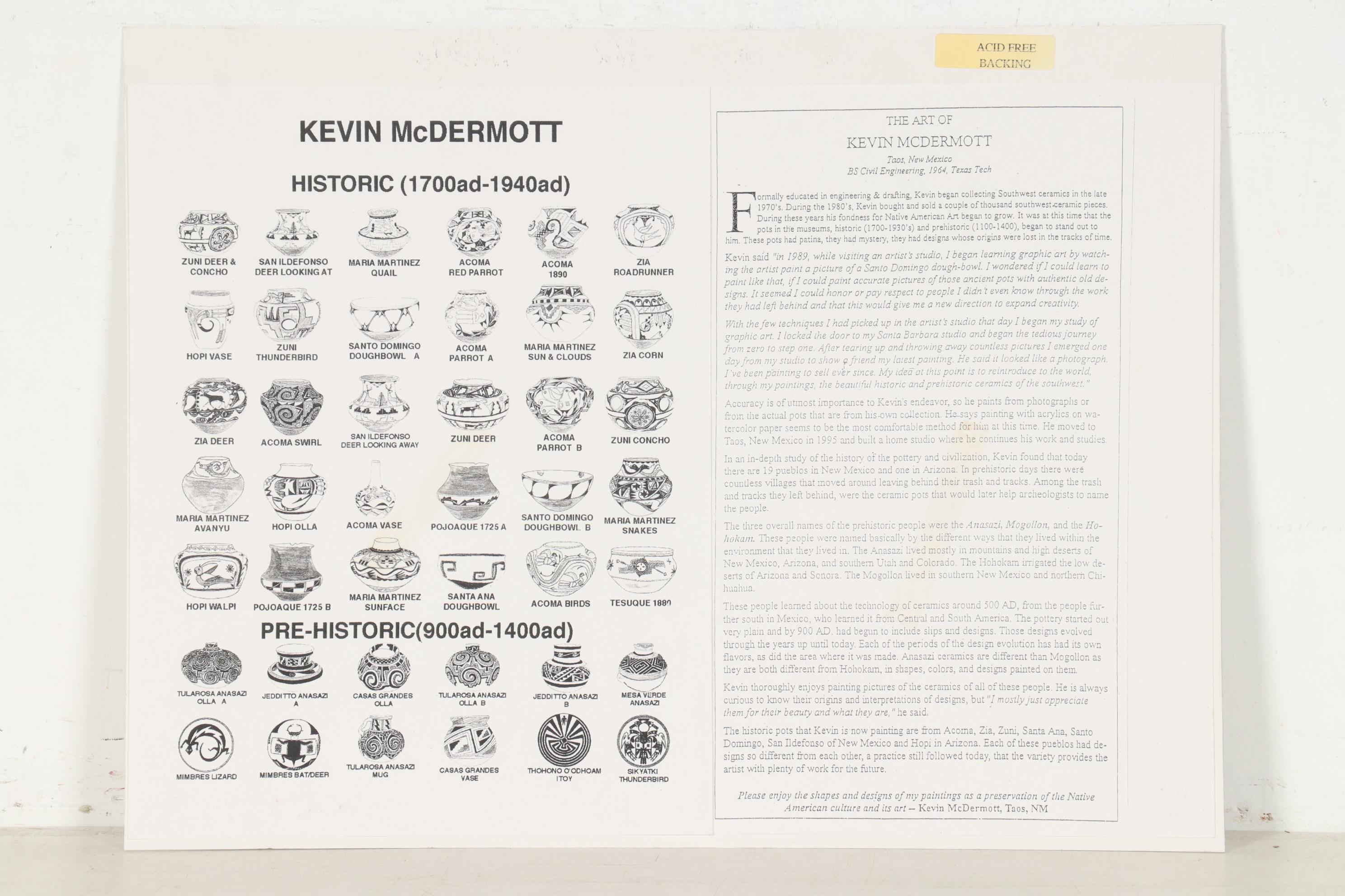 Kevin McDermott Watercolor Painting "Lucy Lewis - Acoma"