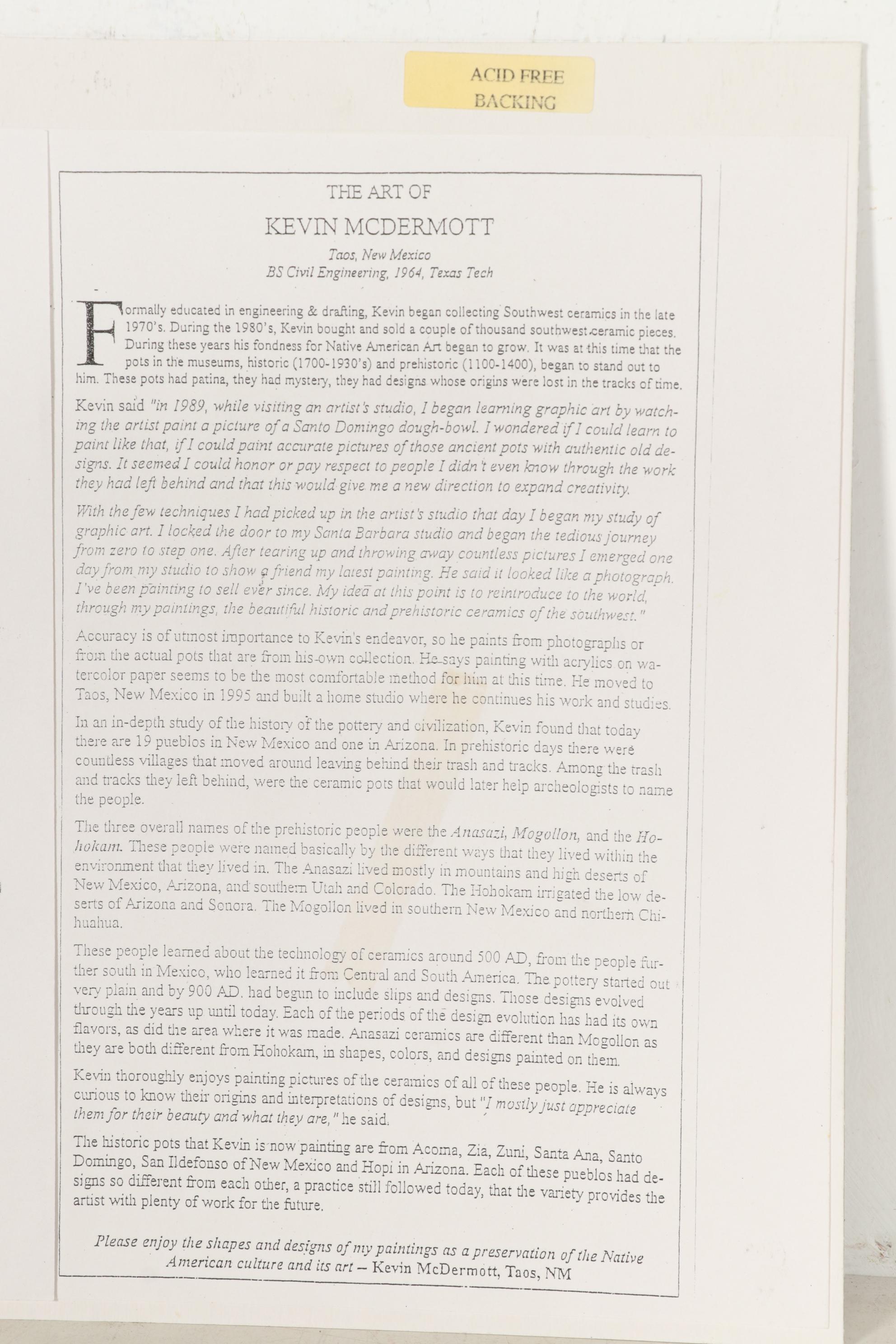 Kevin McDermott Watercolor Painting "Lucy Lewis - Acoma"