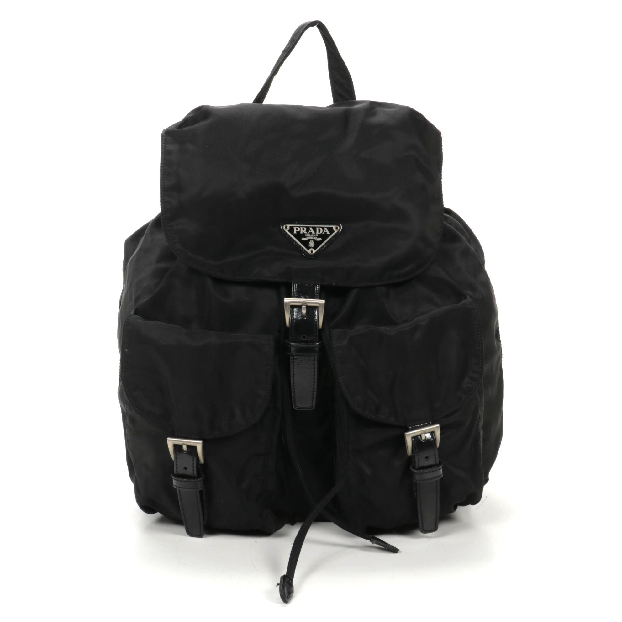 Prada Backpack Purse in Black Tessuto Nylon and Leather