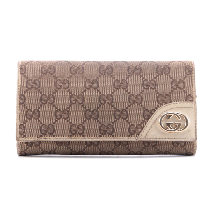 Gucci New Britt Continental Wallet in GG Canvas and Leather