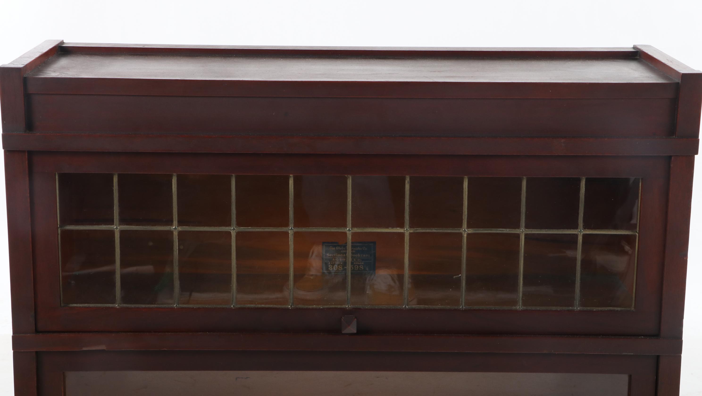 The Globe-Wernicke Co. Mahogany and Leaded Glass Two-Stack Barrister's Bookcase
