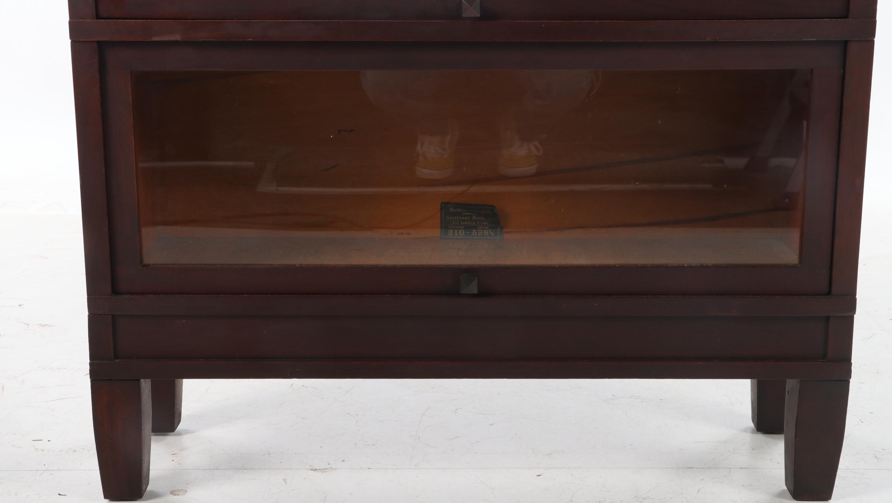 The Globe-Wernicke Co. Mahogany and Leaded Glass Two-Stack Barrister's Bookcase