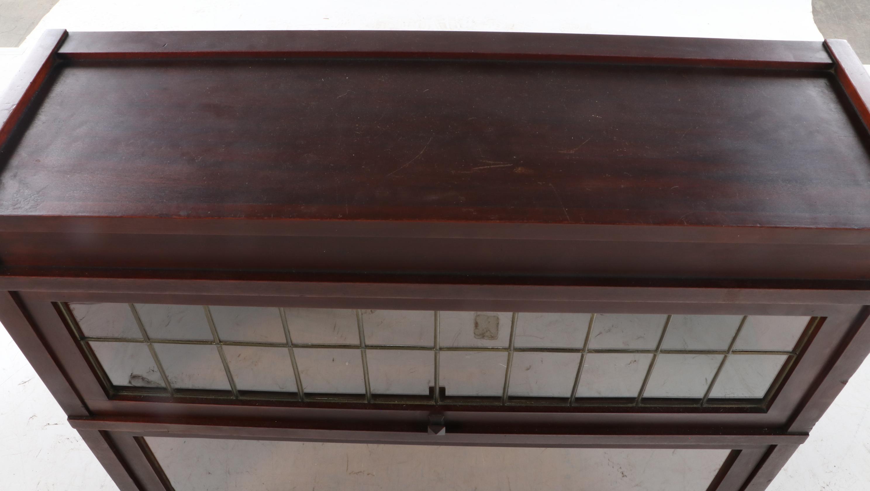 The Globe-Wernicke Co. Mahogany and Leaded Glass Two-Stack Barrister's Bookcase