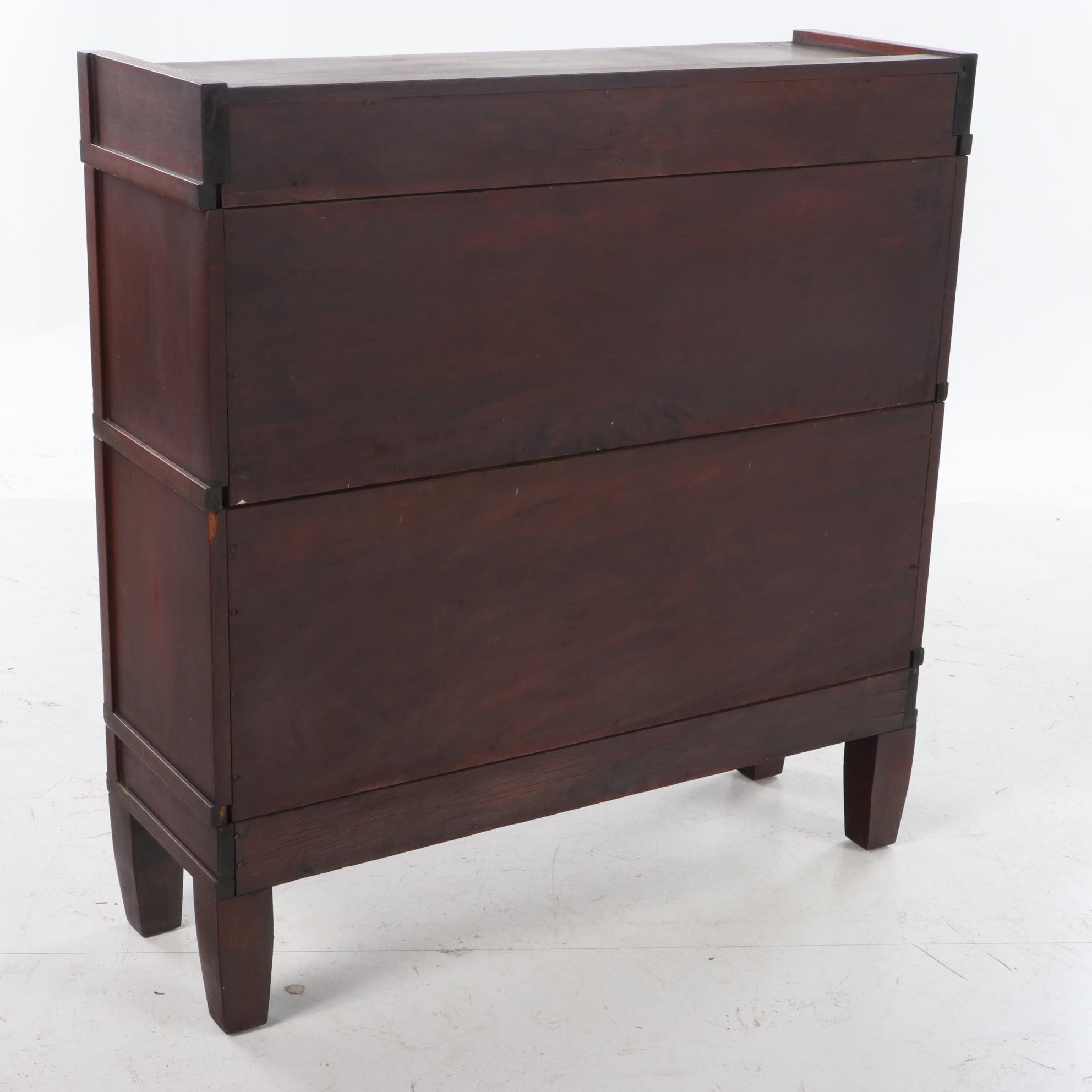 The Globe-Wernicke Co. Mahogany and Leaded Glass Two-Stack Barrister's Bookcase