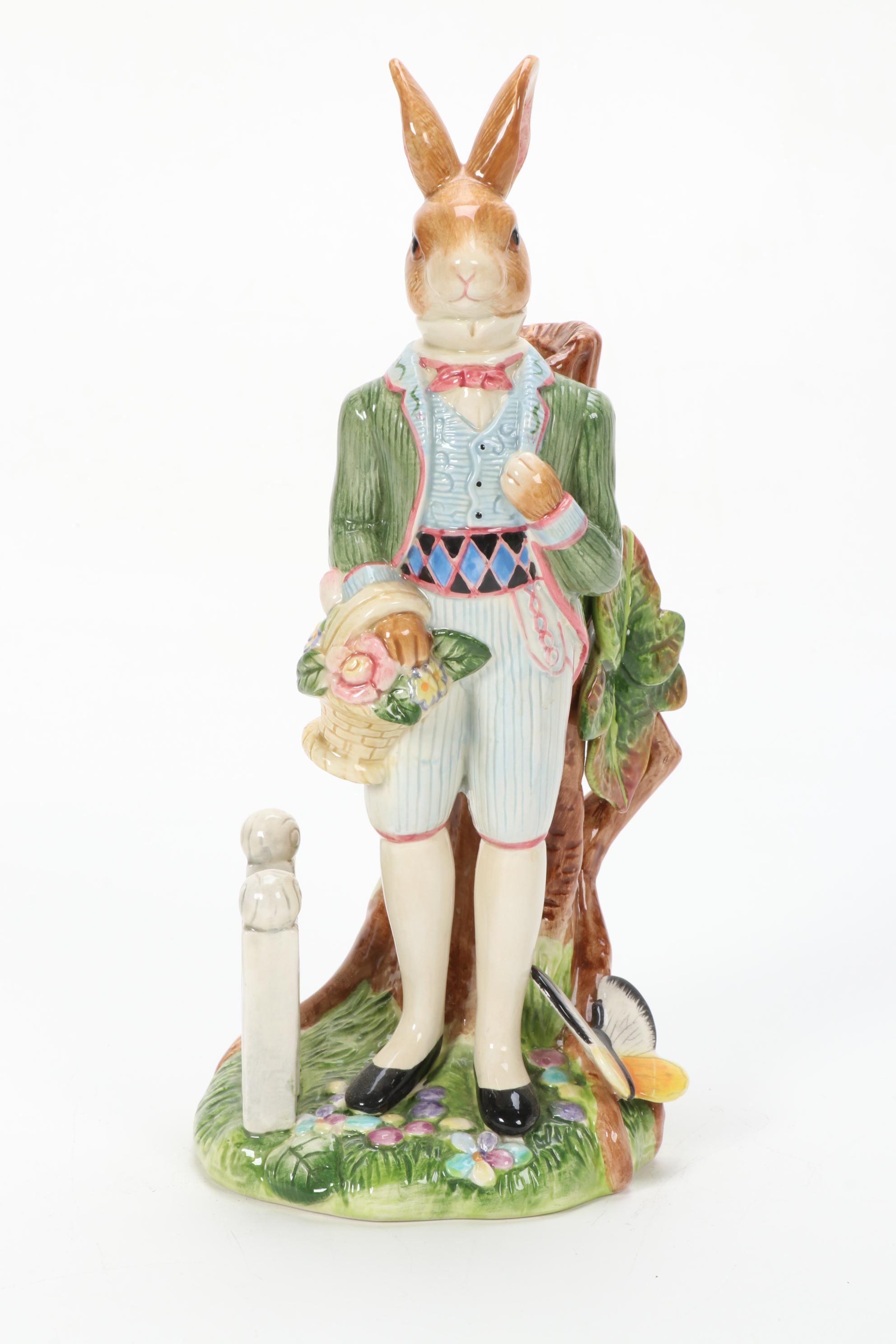 Fitz and Floyd "Old World Rabbits" Figurine Candlestick, 1999–2003