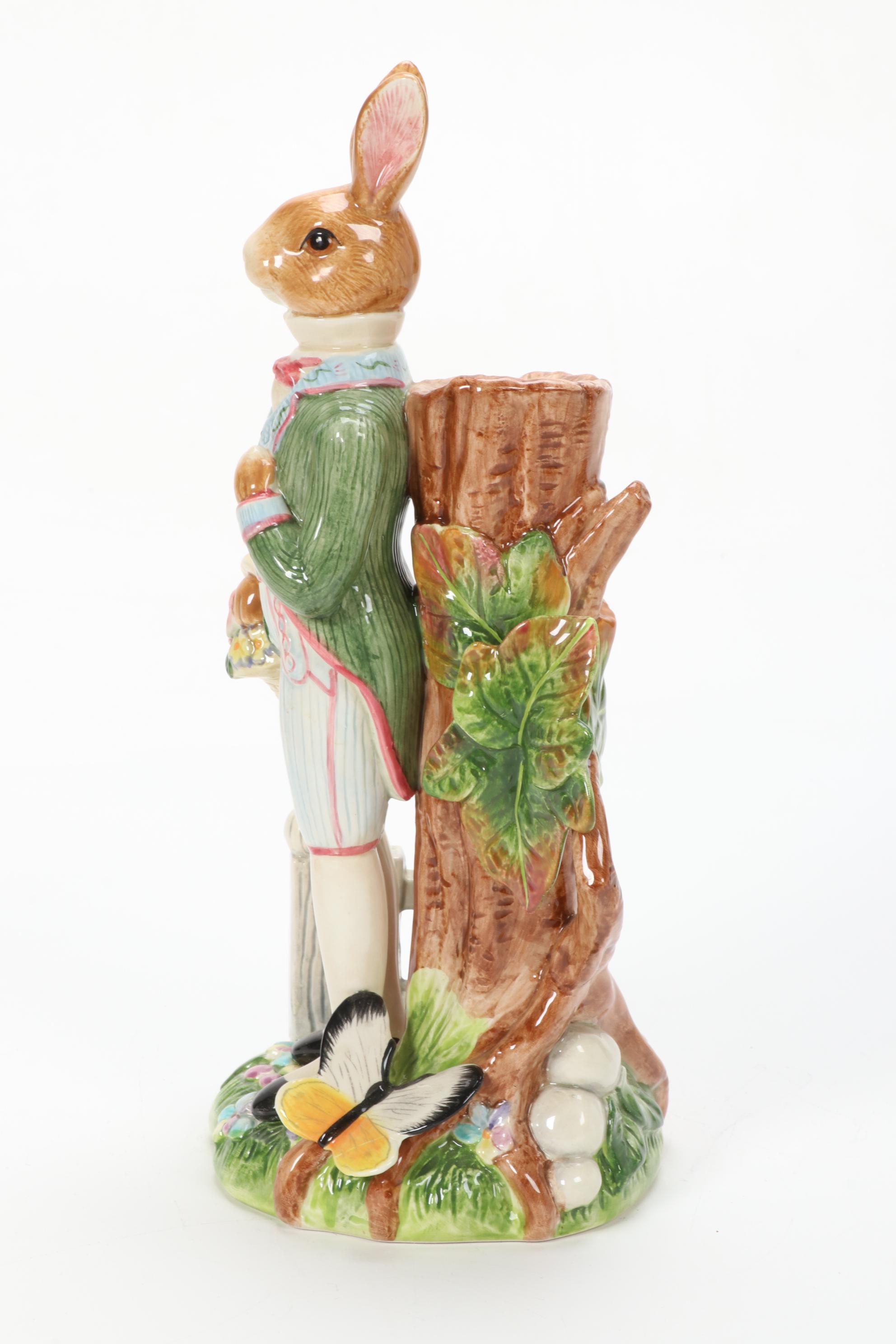 Fitz and Floyd "Old World Rabbits" Figurine Candlestick, 1999–2003