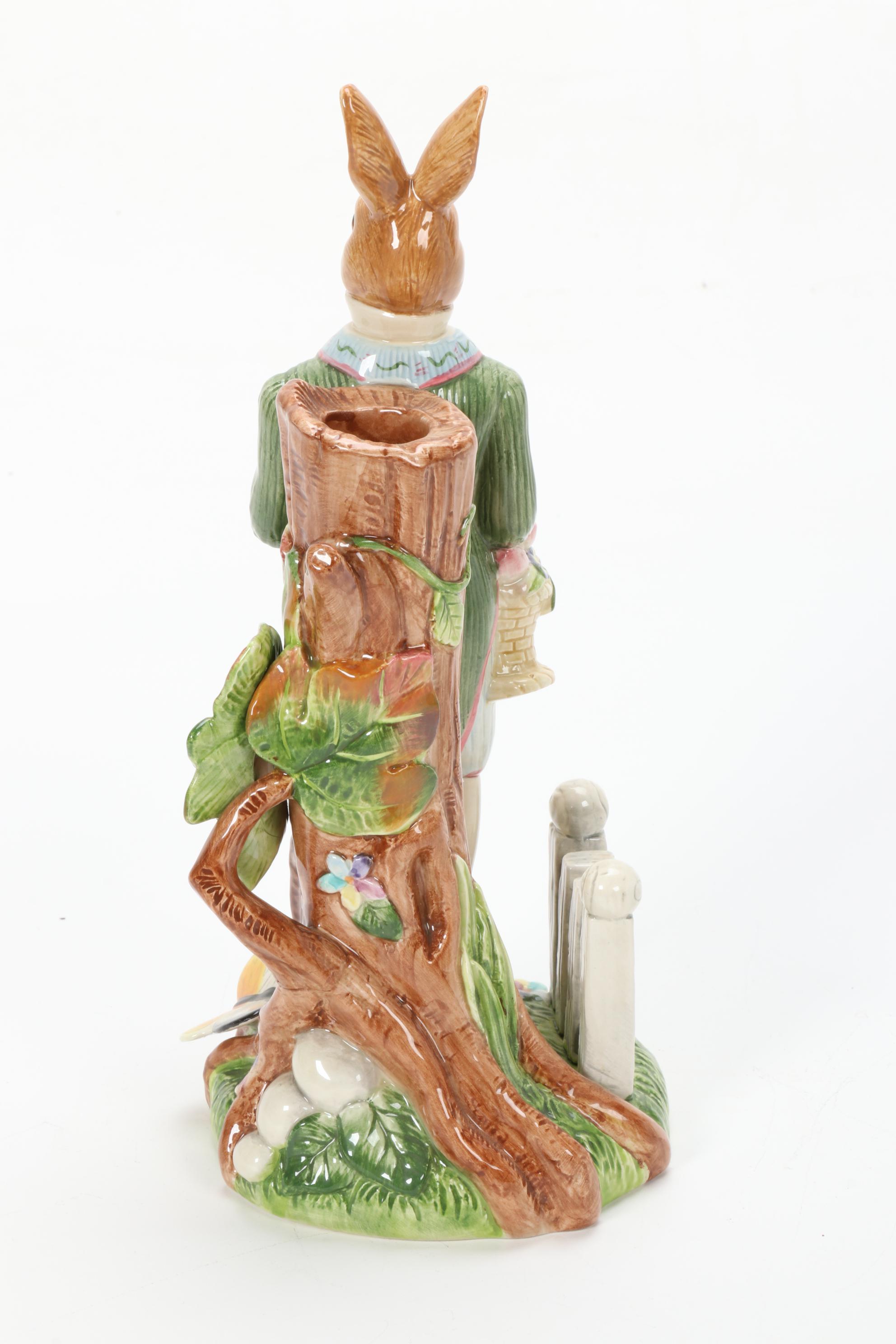 Fitz and Floyd "Old World Rabbits" Figurine Candlestick, 1999–2003