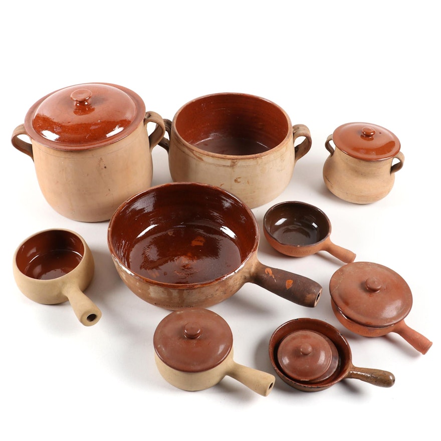 Bazar Français and Vallauris French Terracotta Cookware, Early to Mid 20th C.