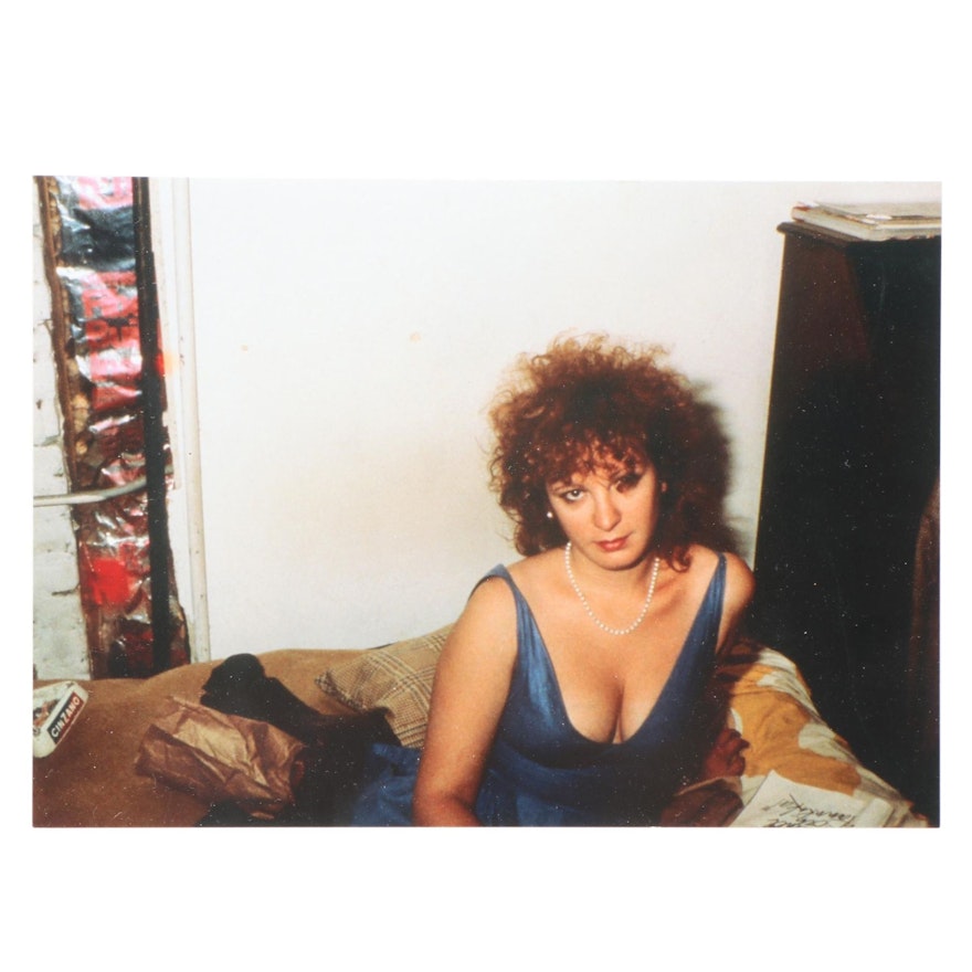 Nan Goldin Cibachrome Color Photograph "Self-Portrait in Blue Dress"