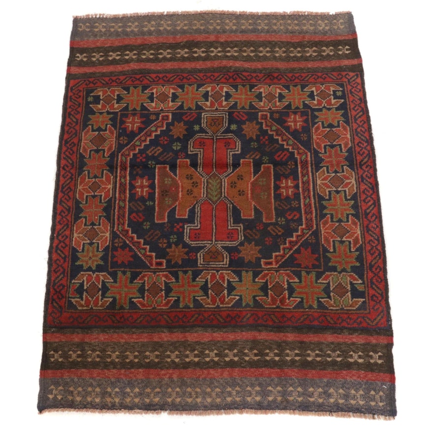 2'11 x 4'0 Hand-Knotted Afghan Baluch Tribal Accent Rug