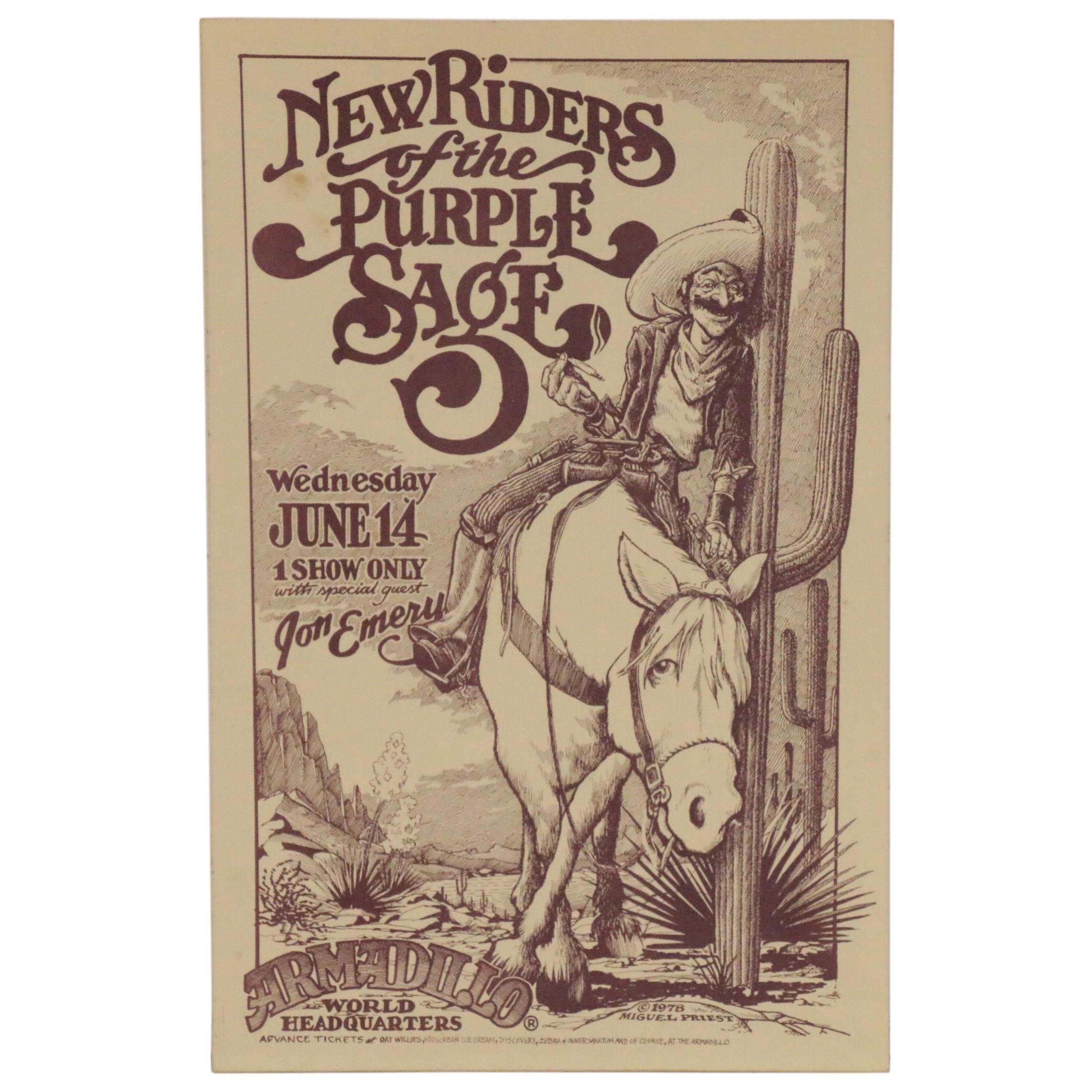 New Riders of the Purple Sage Concert Poster, 1978