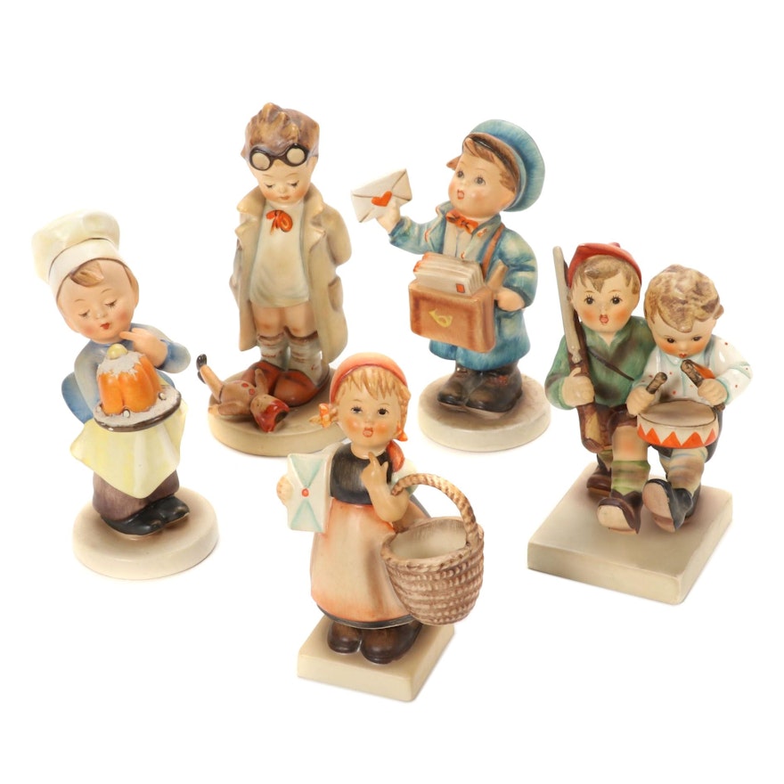 Goebel "Volunteers" and Other Porcelain Hummel Figurines, Mid-20th Century