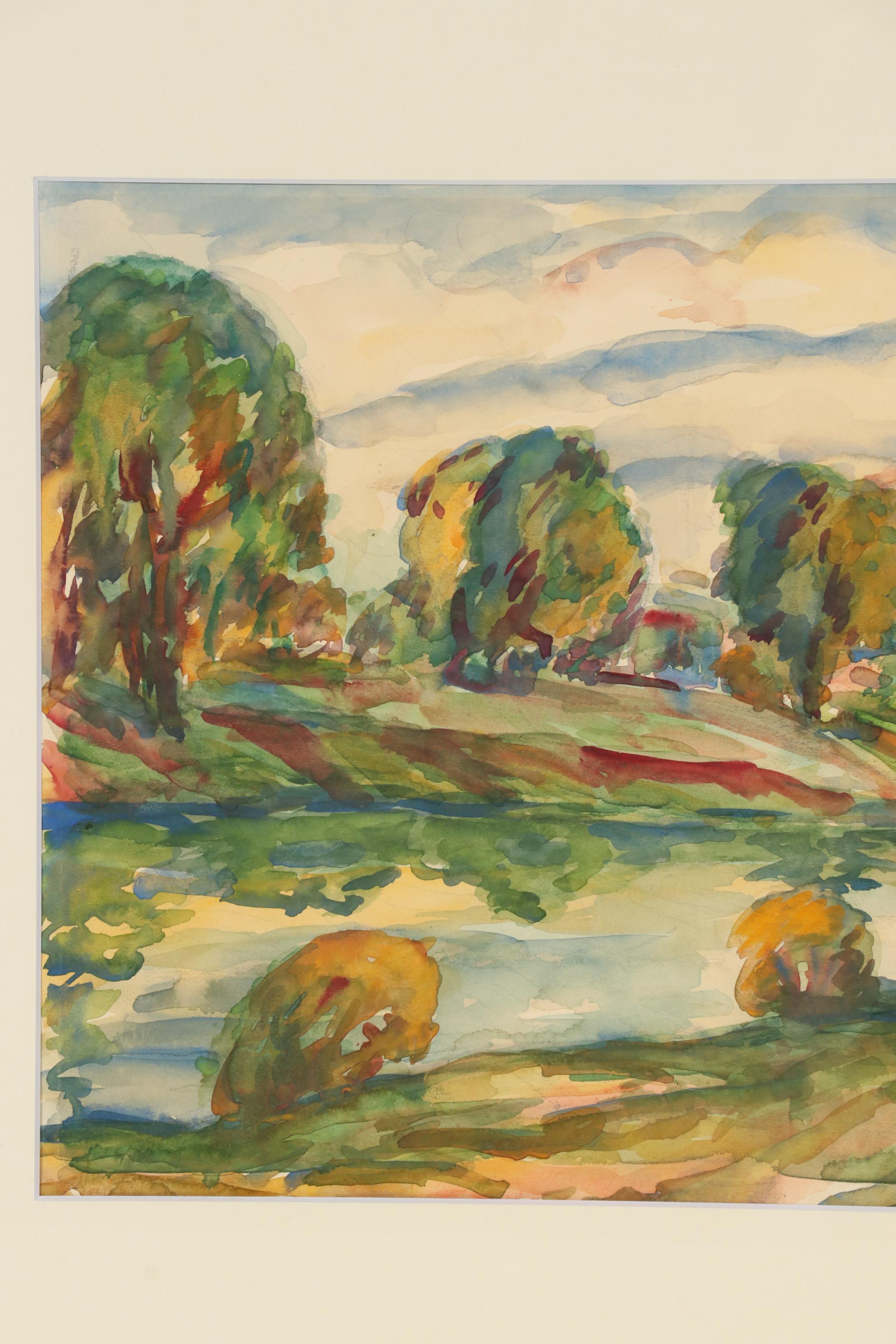 Arno Hempel Landscape Watercolor Painting, 1941