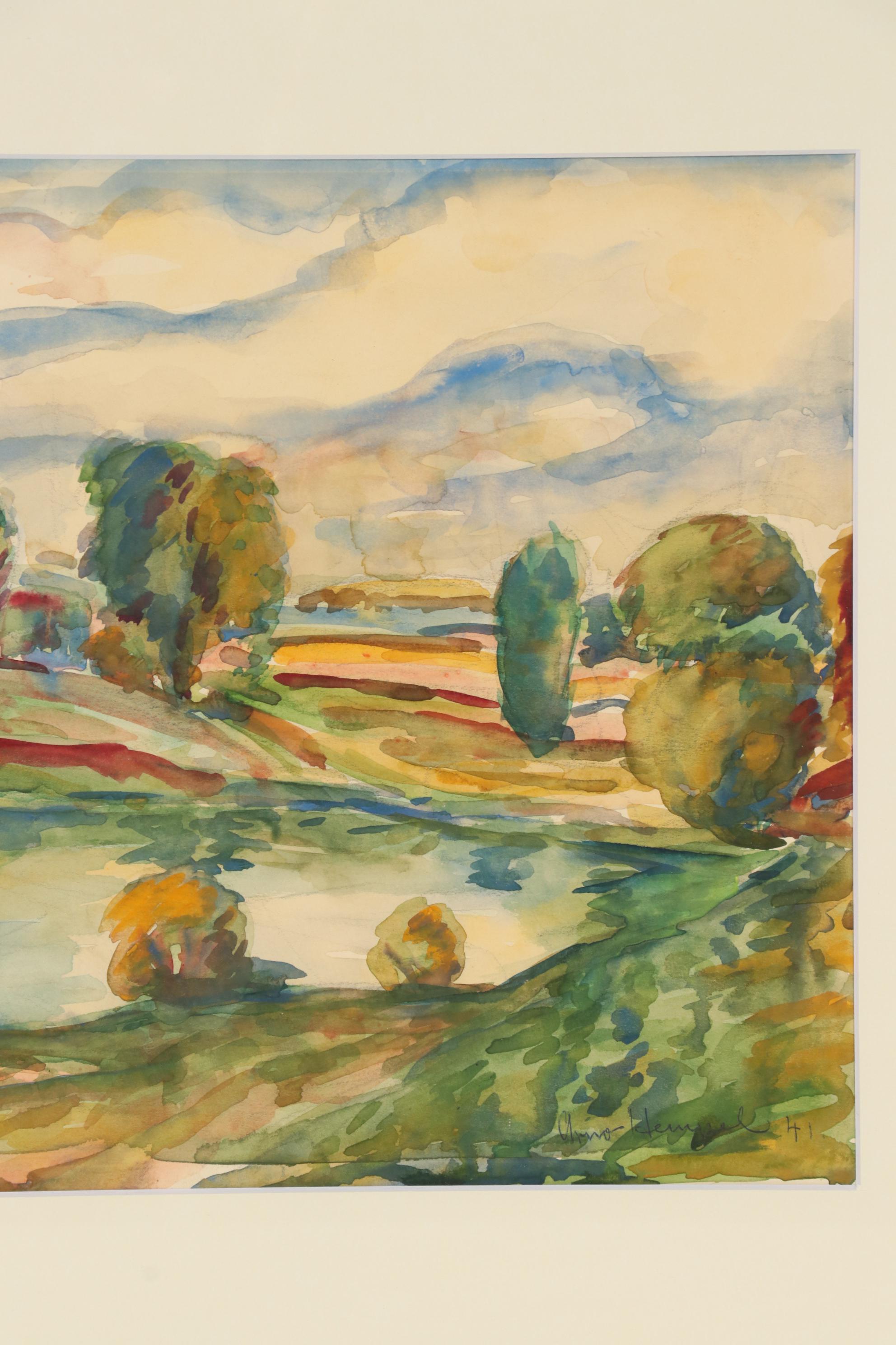 Arno Hempel Landscape Watercolor Painting, 1941