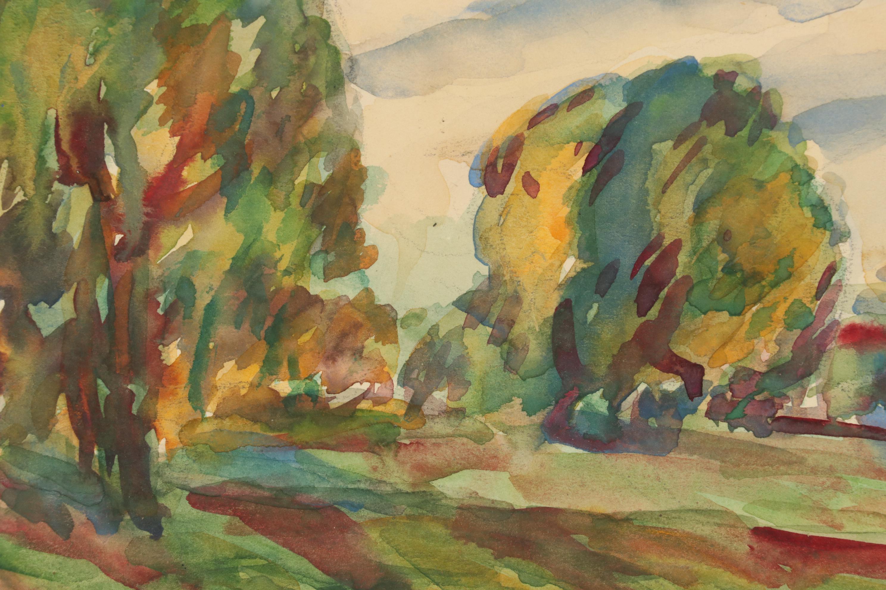 Arno Hempel Landscape Watercolor Painting, 1941