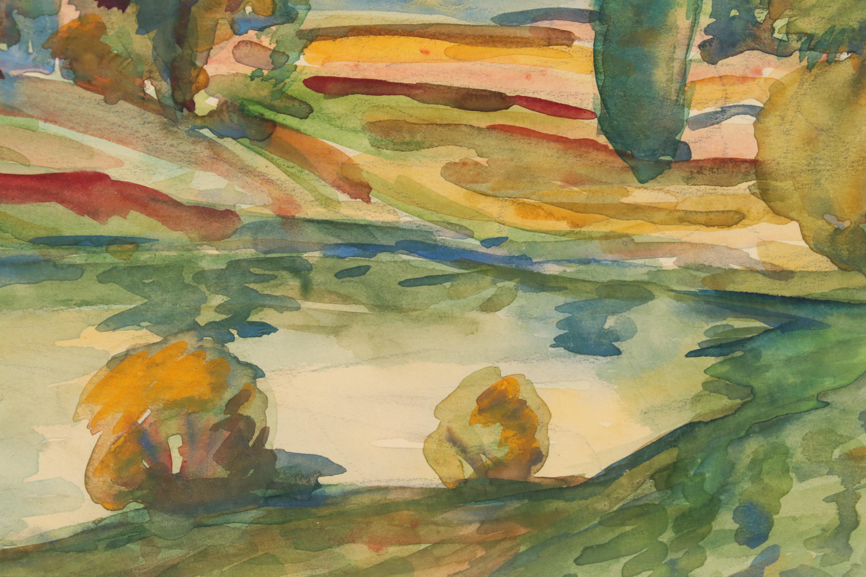 Arno Hempel Landscape Watercolor Painting, 1941