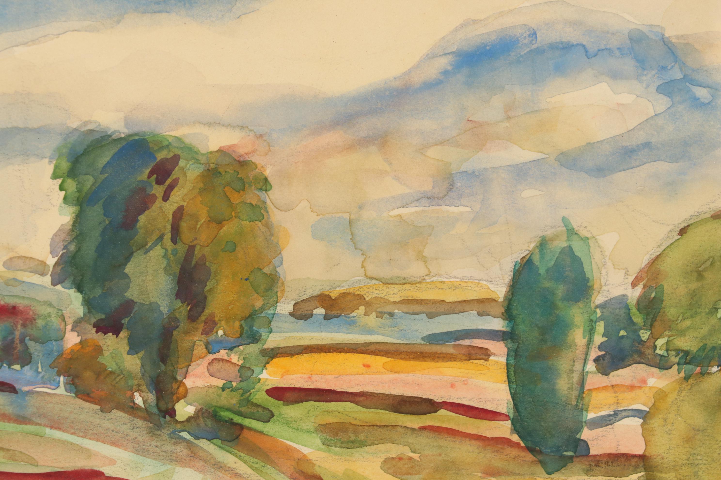 Arno Hempel Landscape Watercolor Painting, 1941