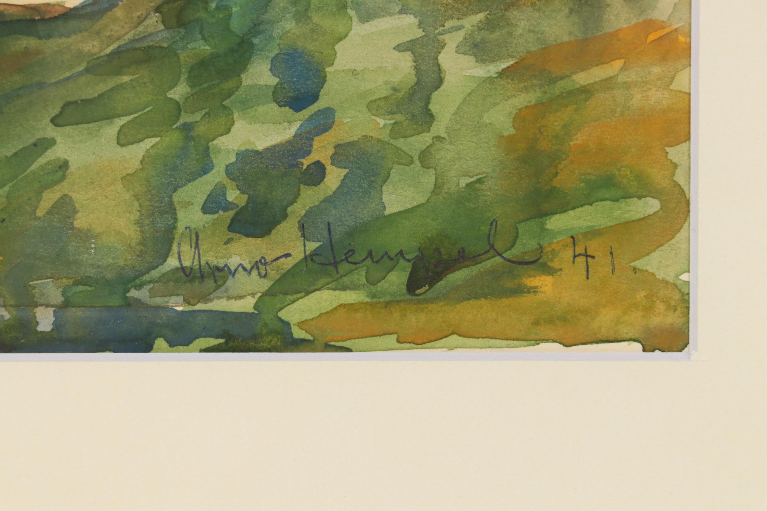 Arno Hempel Landscape Watercolor Painting, 1941