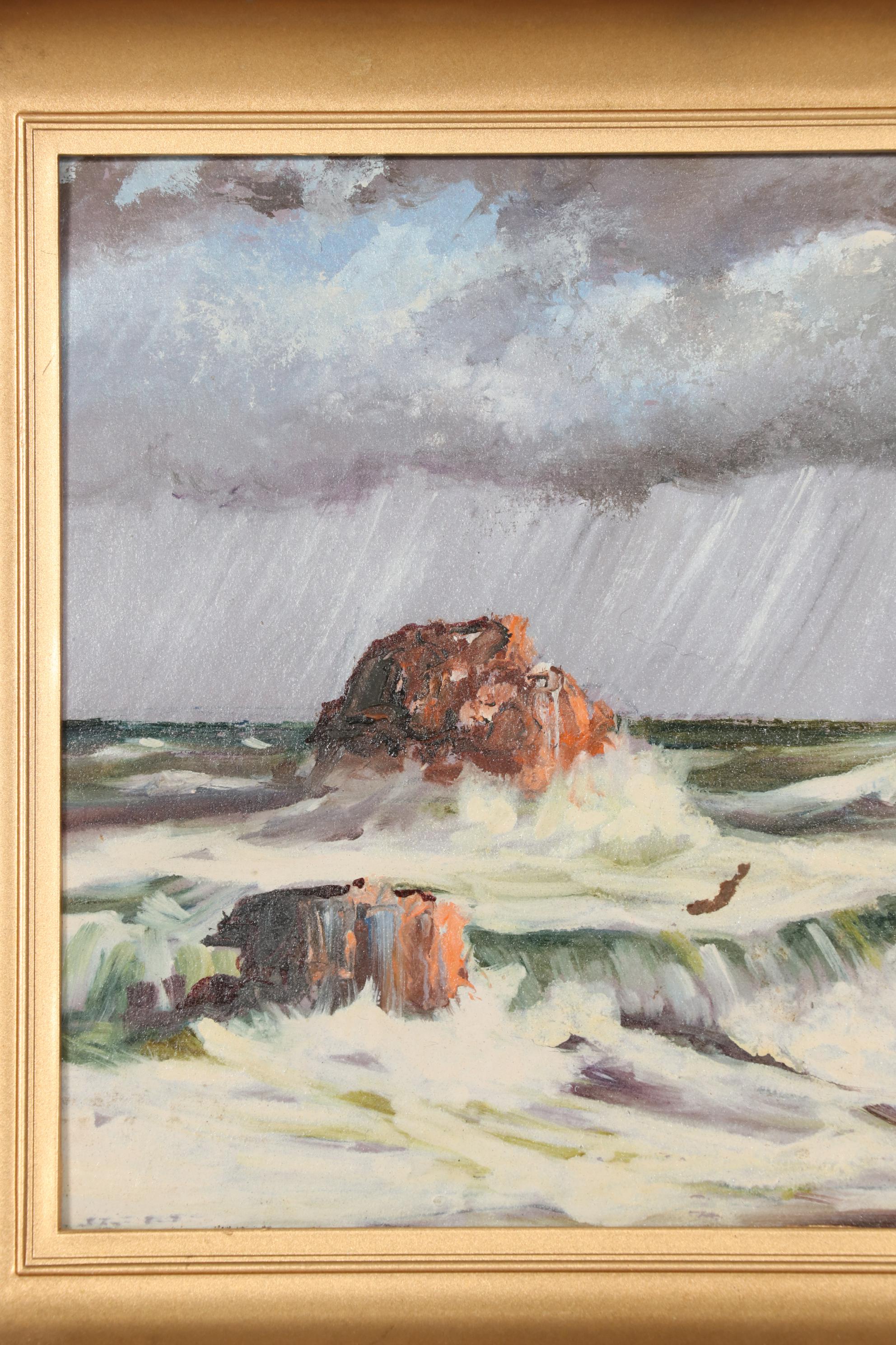 Burl Chalmers Oil Painting of Stormy Seascape