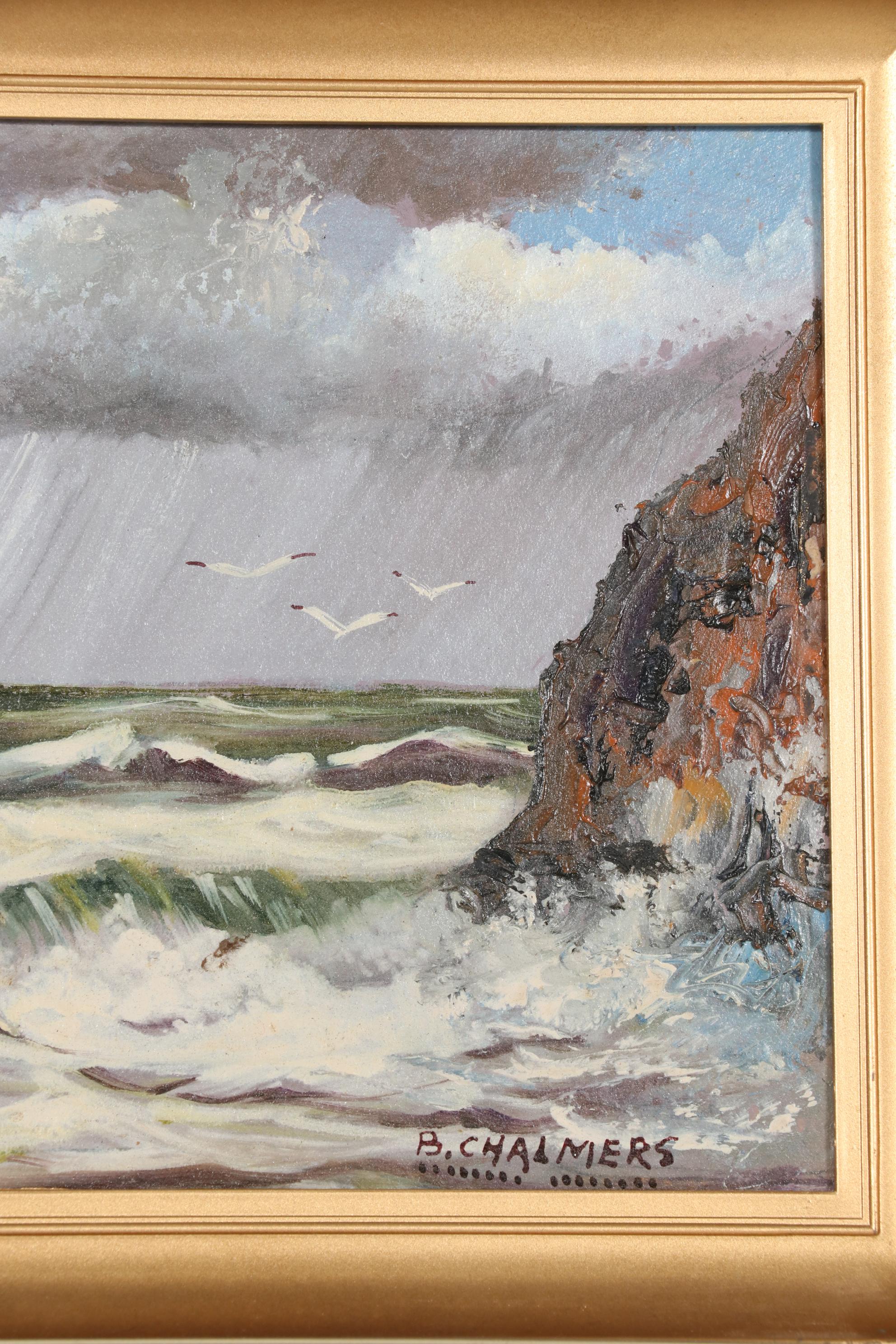 Burl Chalmers Oil Painting of Stormy Seascape