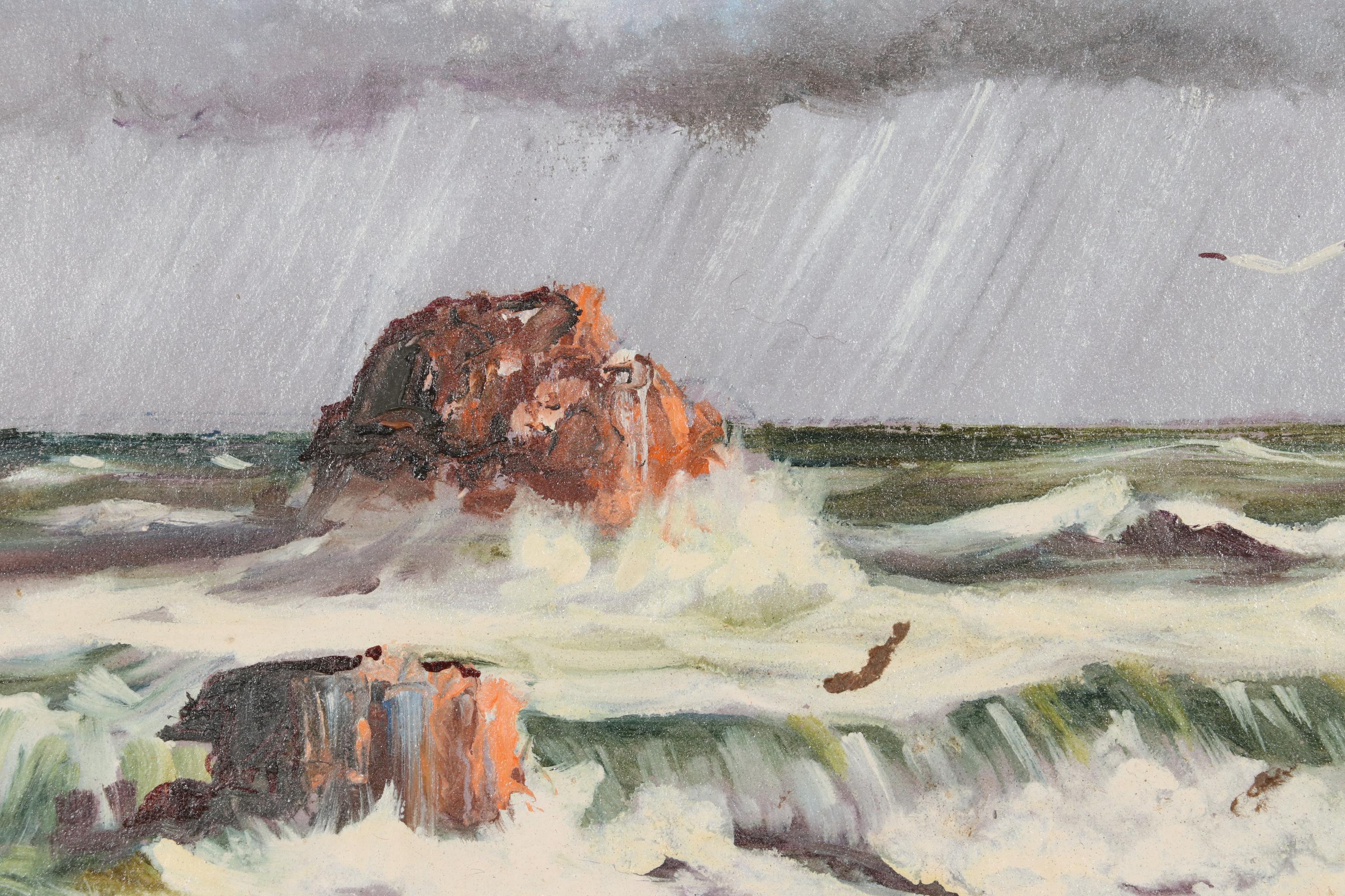Burl Chalmers Oil Painting of Stormy Seascape