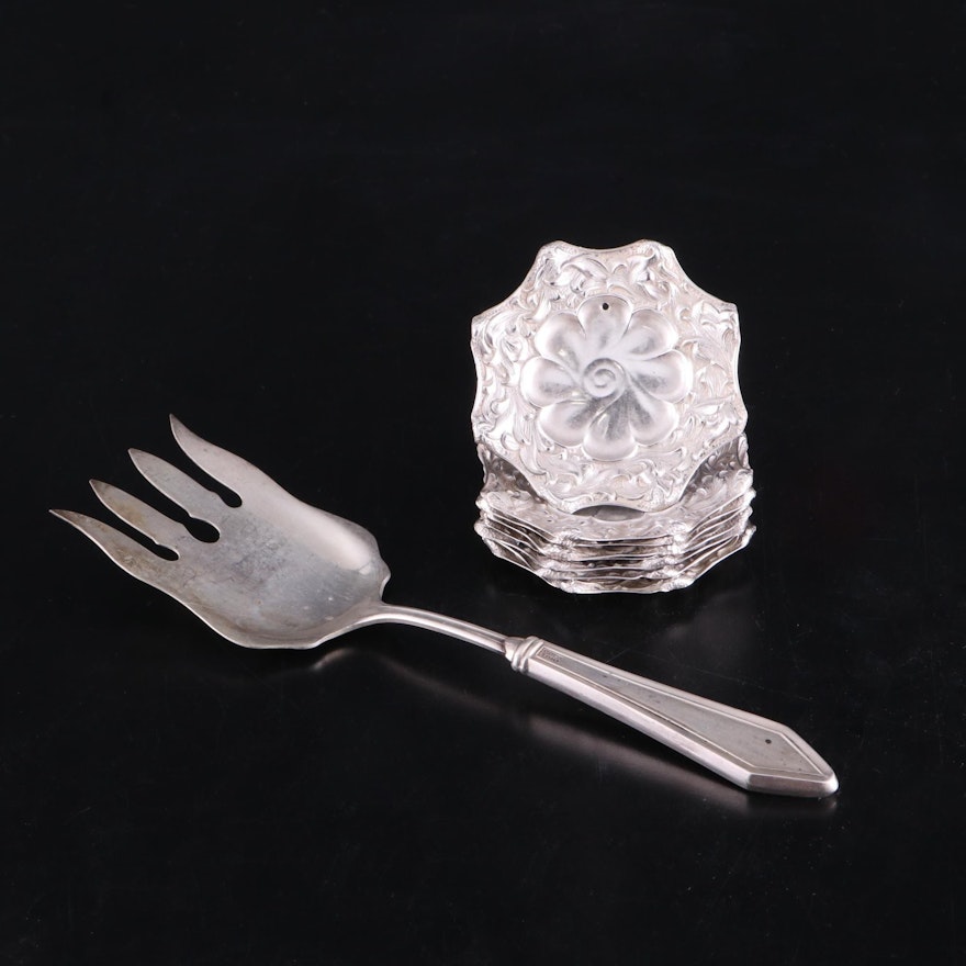 Sterling Silver Serving Fork and Accent Disks