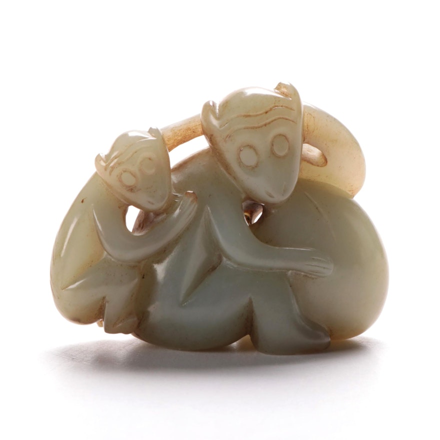Chinese Nephrite Figure of Monkeys