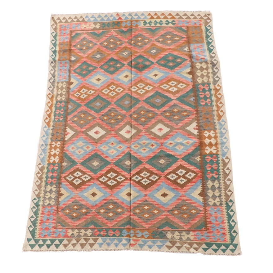 5'8 x 8'5 Handwoven Afghan Wool Kilim Area Rug