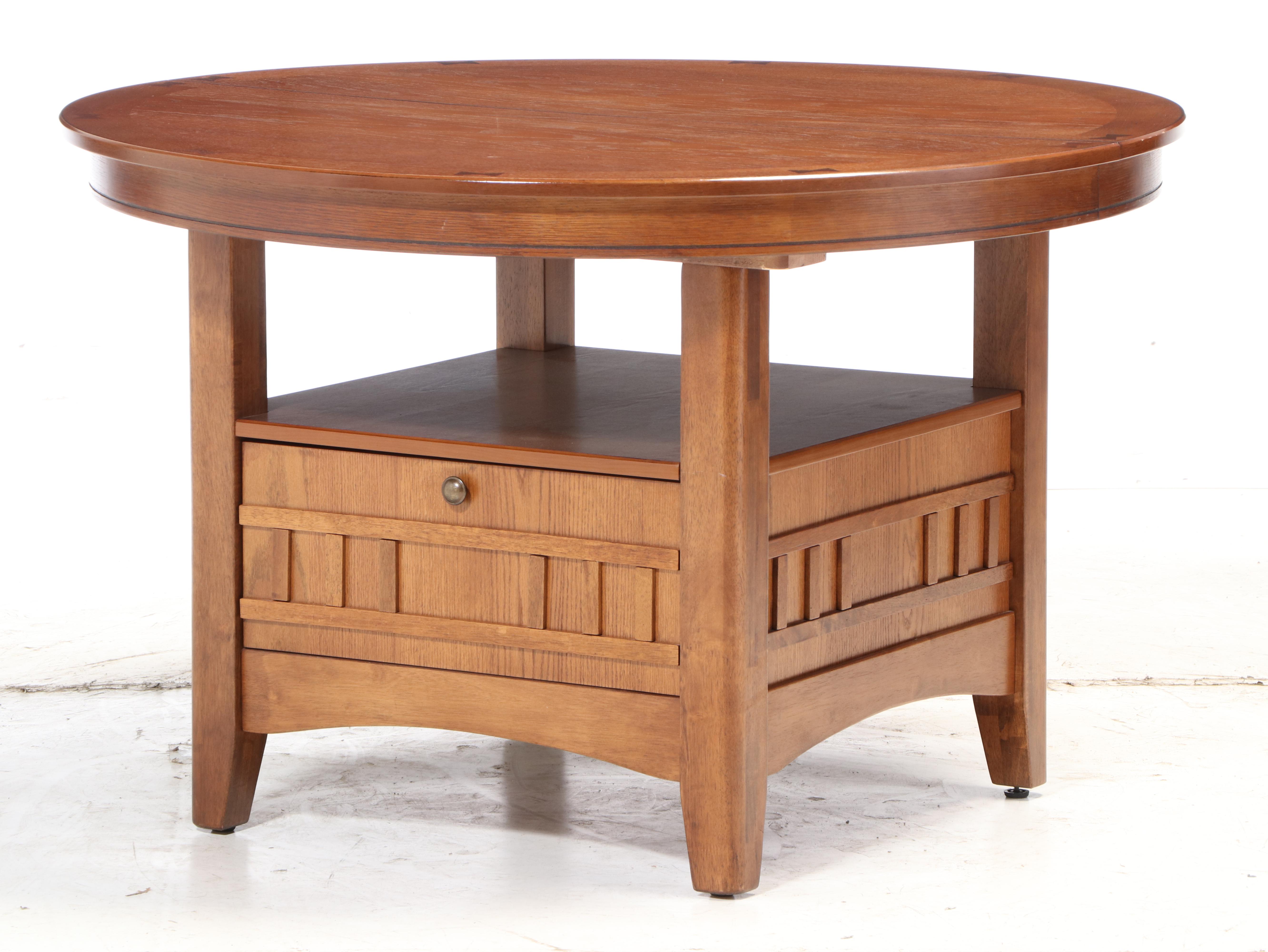 Arts & Crafts Mission Style Expandable Dining Table with Four Side Chairs